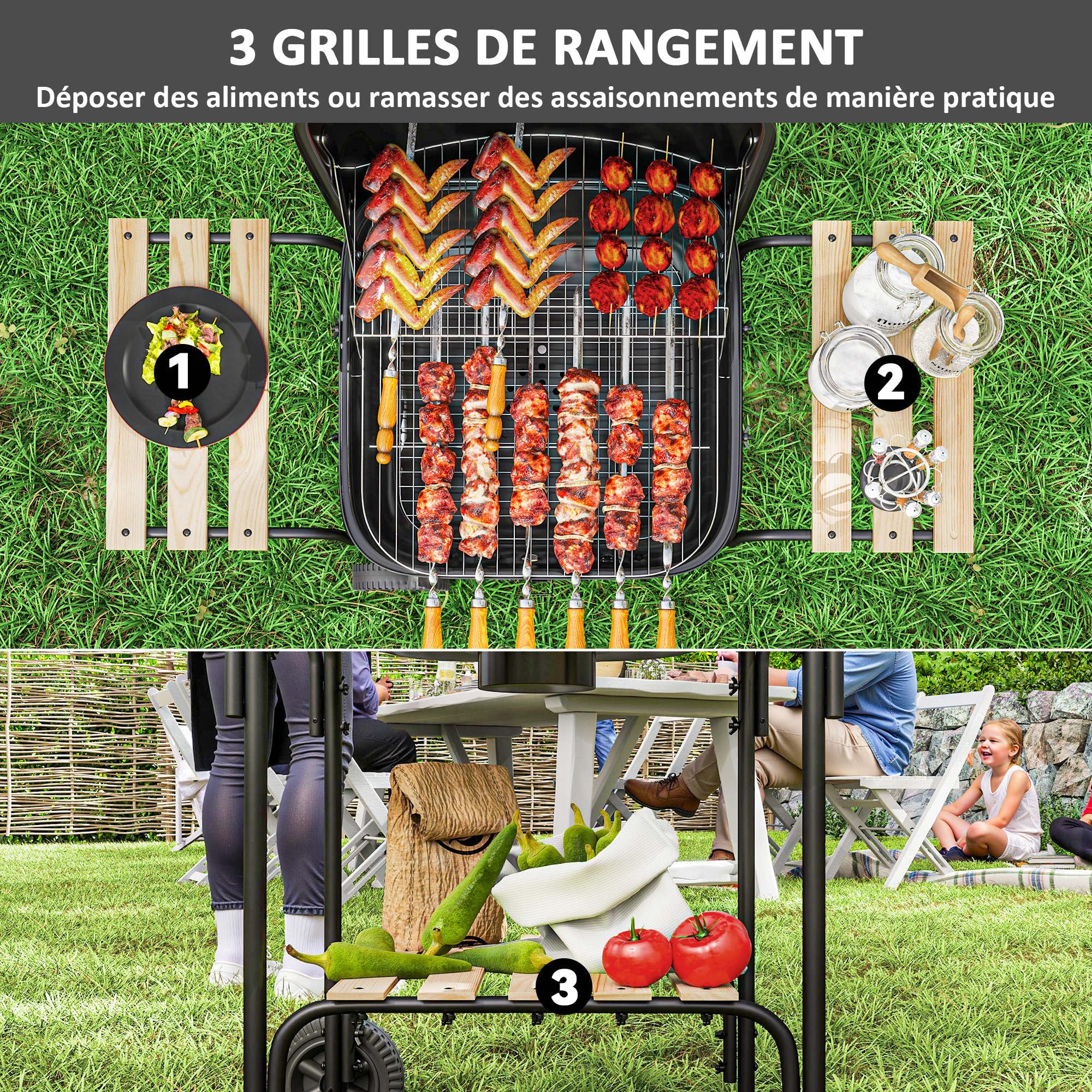 Outsunny Barbecue Au Charbon De Bois Barbecue à Grille Pliable Portable
