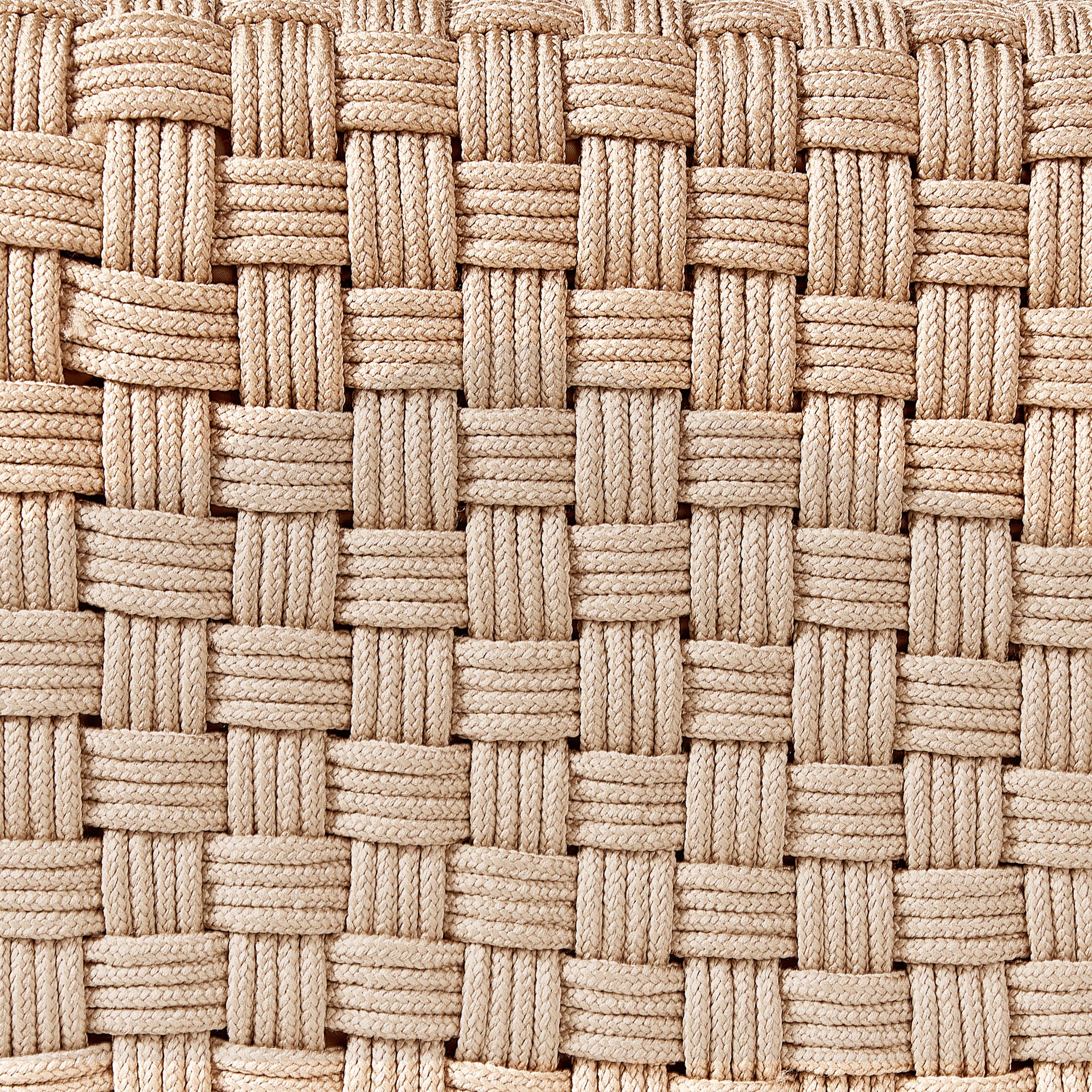 Beliani Pouf d'Extérieur Tissé à la Main Ottoman de Jardin 50 x 50 cm Matière Synthétique Beige Clair Nalli