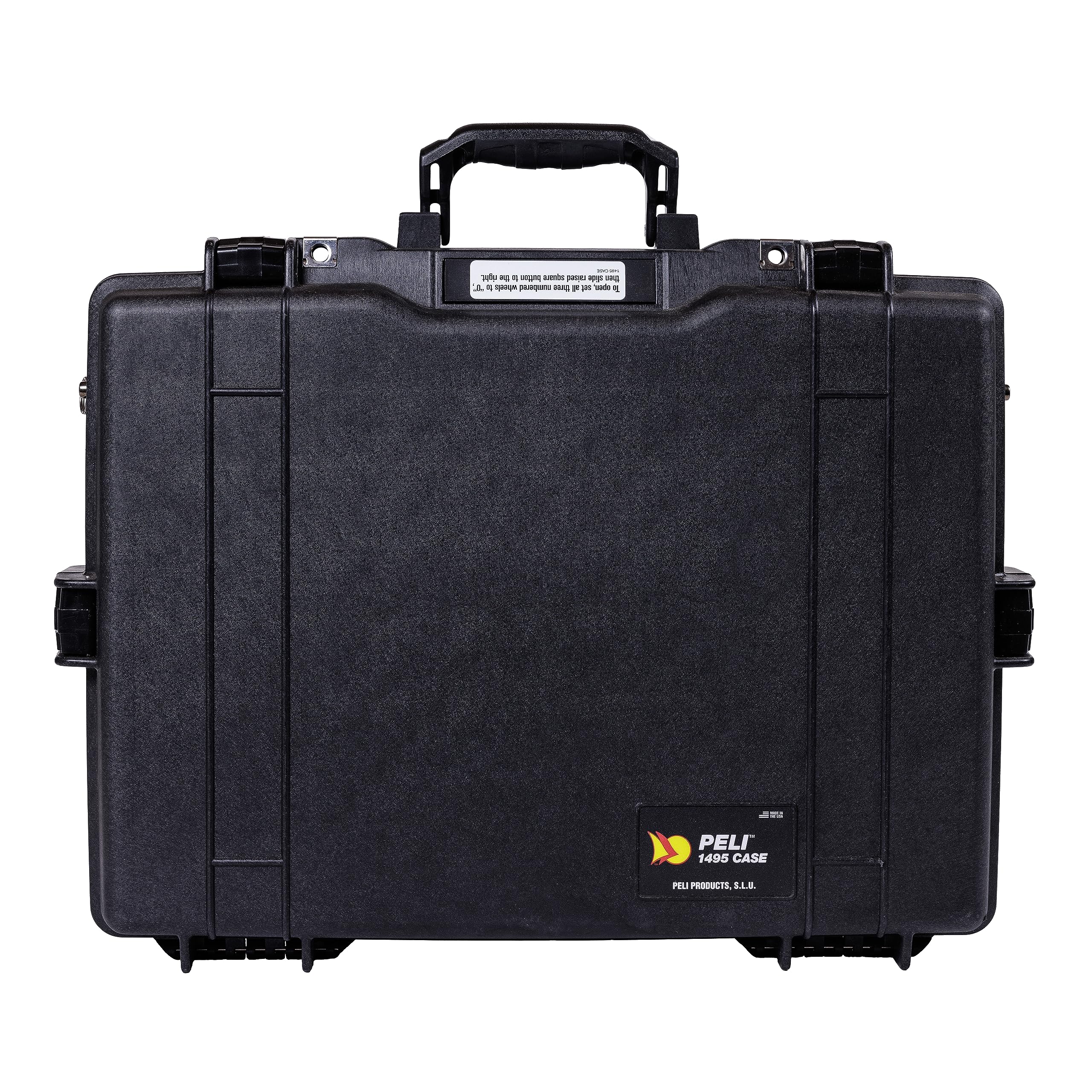 PELI 1495 Odporna na wstrząsy skrzynia na laptop, wodoszczelna i pyłoszczelna (IP67), pojemność 15 l, wyprodukowana w USA, dopasowywana wkładka piankowa, czarna