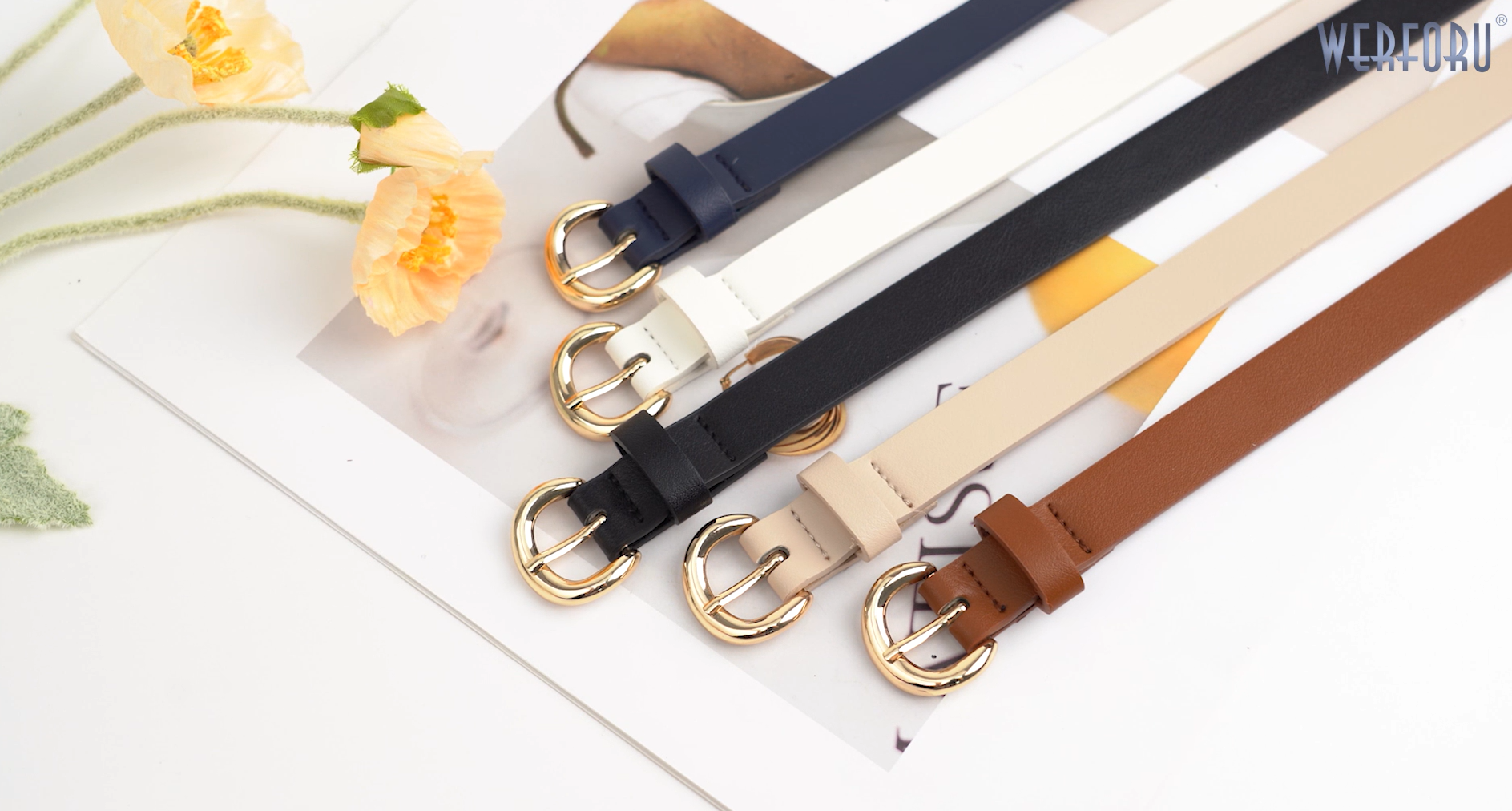 WERFORU 3 Pack Women Skinny Belt Thin Waist Belt for Women 