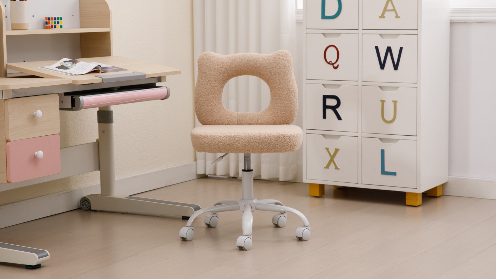 Chairus Enfant Chaise D'étude En Fausse Fourrure Hauteur Réglable