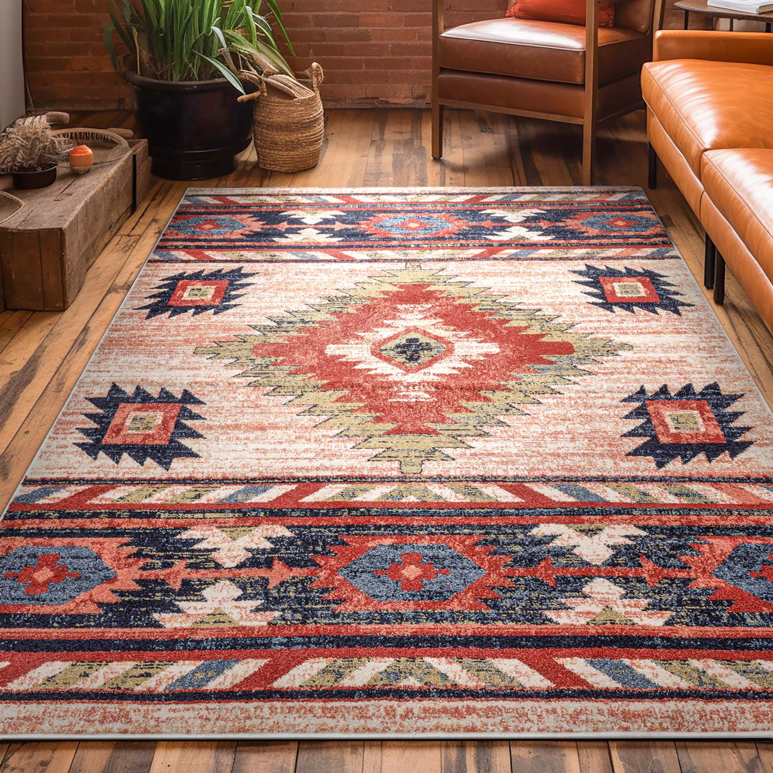 Well Woven Tulsa Lea Cream Traditional Southwestern Tribal 3x5 (3'11" x 5'3") Area Rug