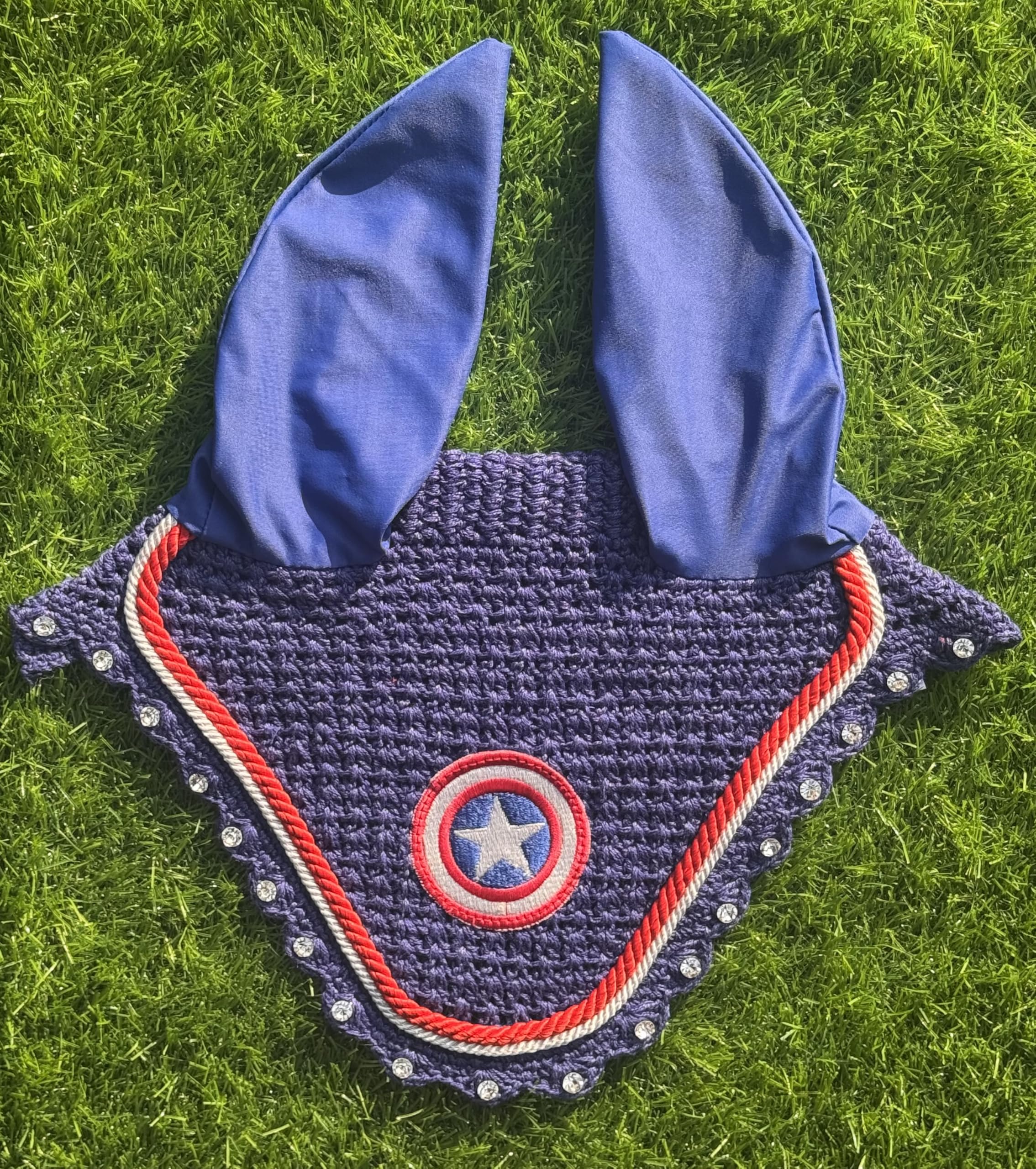 Elegant Cap America Horse Ear Bonnet, Fly Veil & Fly Mask – Fly Protection with Style and Comfort for Every Ride (COB)