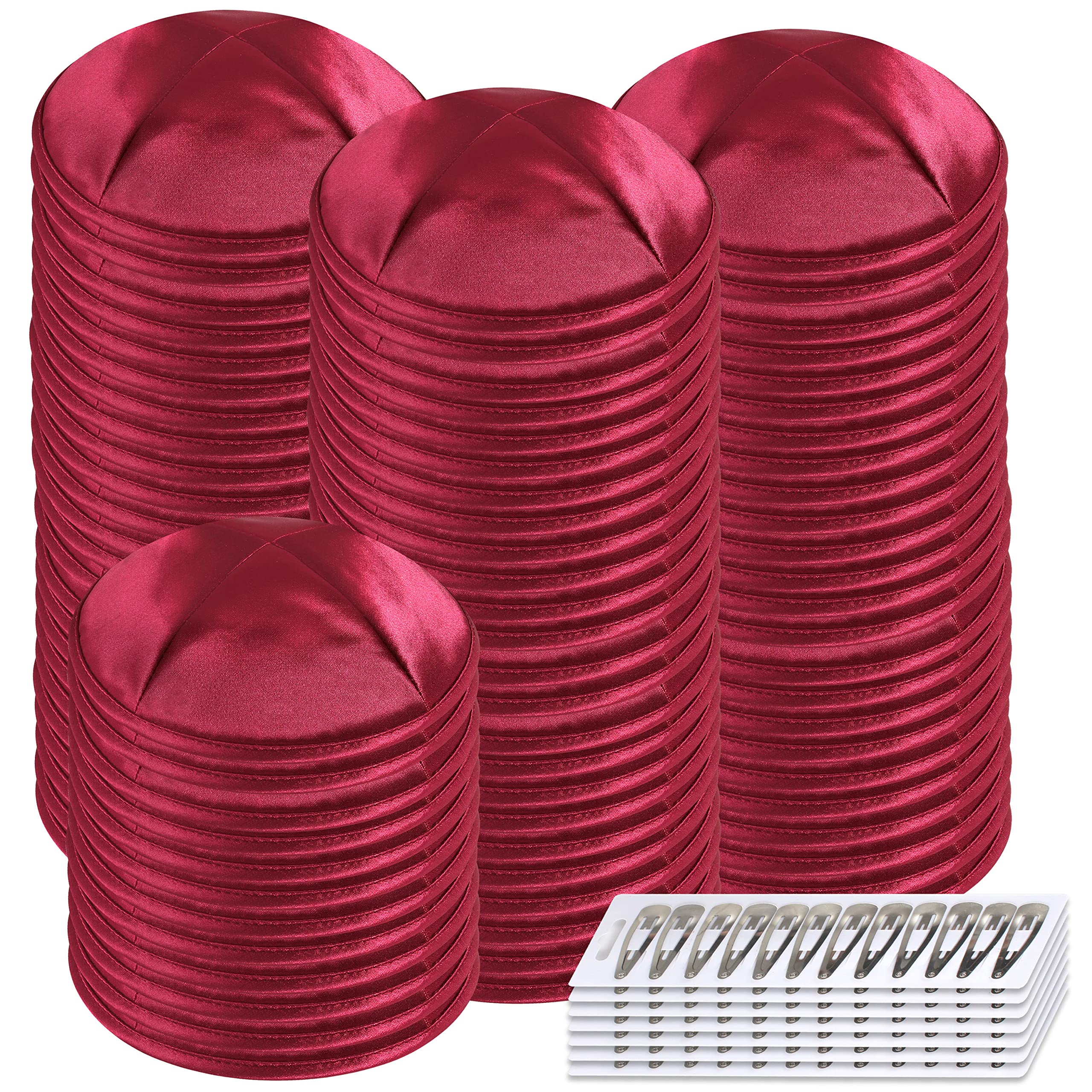 Zion Judaica Deluxe Satin Kippah Yarmulkes for Kids Teens &amp; Adults Skullcaps 6.25" Multi-Color Options 4 Panel Design