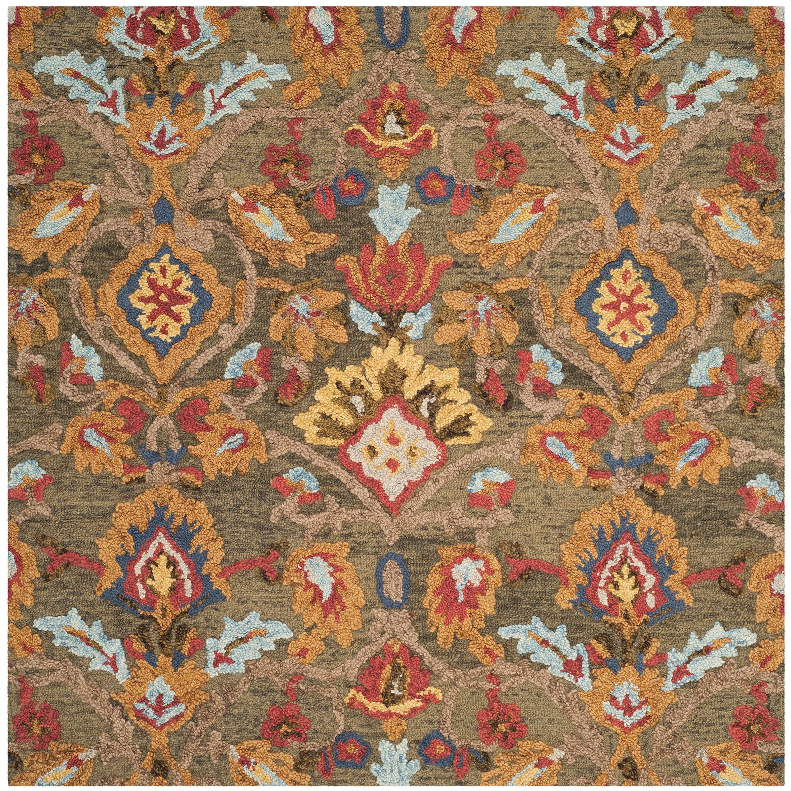 SAFAVIEH Tapis Contemporain pour Salon, Salle à Manger, Chambre à Coucher - Blossum Collection, Tapis à Poil Court, Multi, 122 X 122 cm