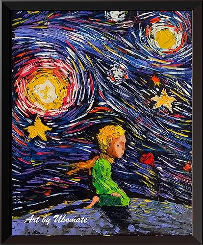 Uhomate Póster de The Little Prince Fox Le Petit Prince Little Prince Vincent Van Gogh de noche estrellada para el hogar lienzo de pared decoración