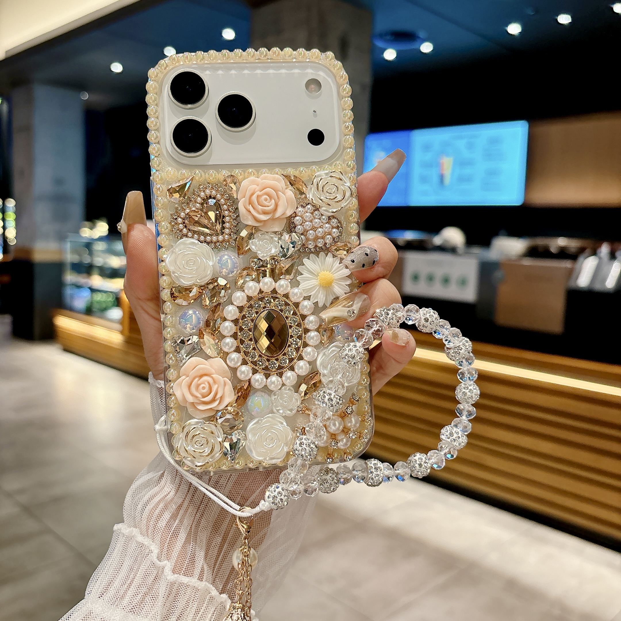 Reownest Compatible avec Coque iPhone 17 Pro Max Transparent Brillant Mignon étui Diamant Caméra Protecteur Etui Cover Housse de Téléphone Bling