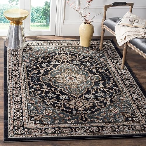 SAFAVIEH Lyndhurst Collection - Alfombra decorativa de 3 pies 3 pulgadas x 5 pies 3 pulgadas, color antracita y verde azulado, diseño oriental, no