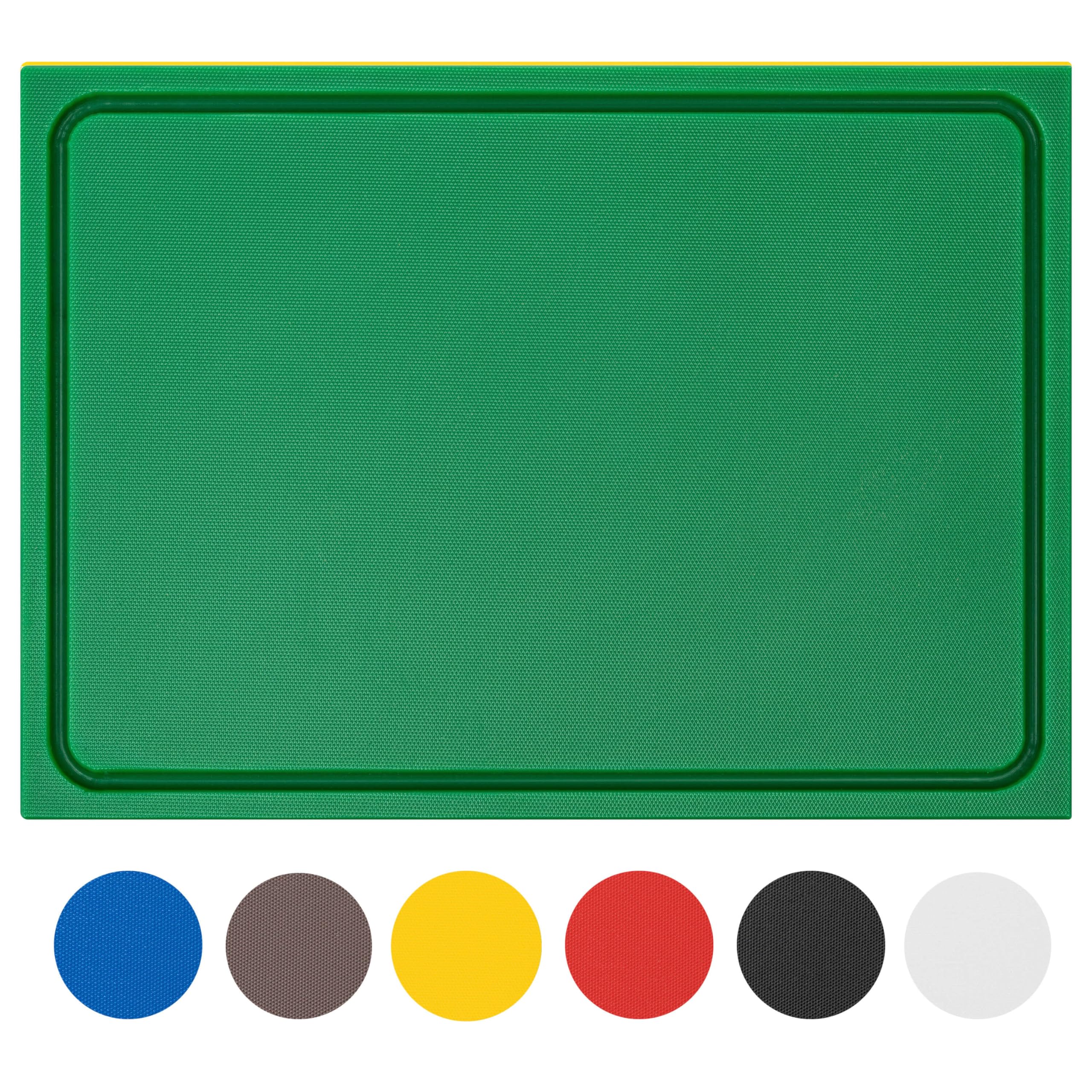 Morleos Schneidebrett Eco-Line Kunststoff spülmaschinenfest, extra schwer, messerschonend | ver. Farben & Größen | HACCP Gastro Küchenbrett | Schneidbrett mit Saftrille (Grün - green, 35x25x2 cm)