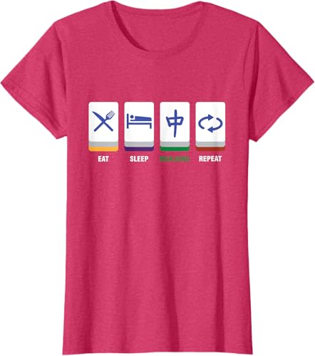 Miniatura 6 de Camiseta Mahjong Lover Eat Sleep Mahjong Tiles Negro S