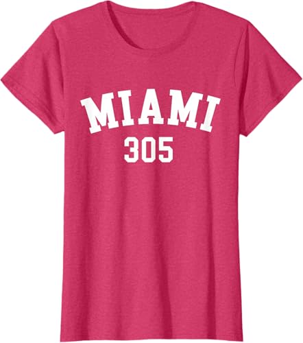 Miniatura 52 de Miami 305 USA American College Font T-Shirt Negro,Azul Marino,Azul Pastel,Arándano,Rojo,Plateado,Hierba,Verde Kelly,Marrón,Verde Oliva,Jaspeado