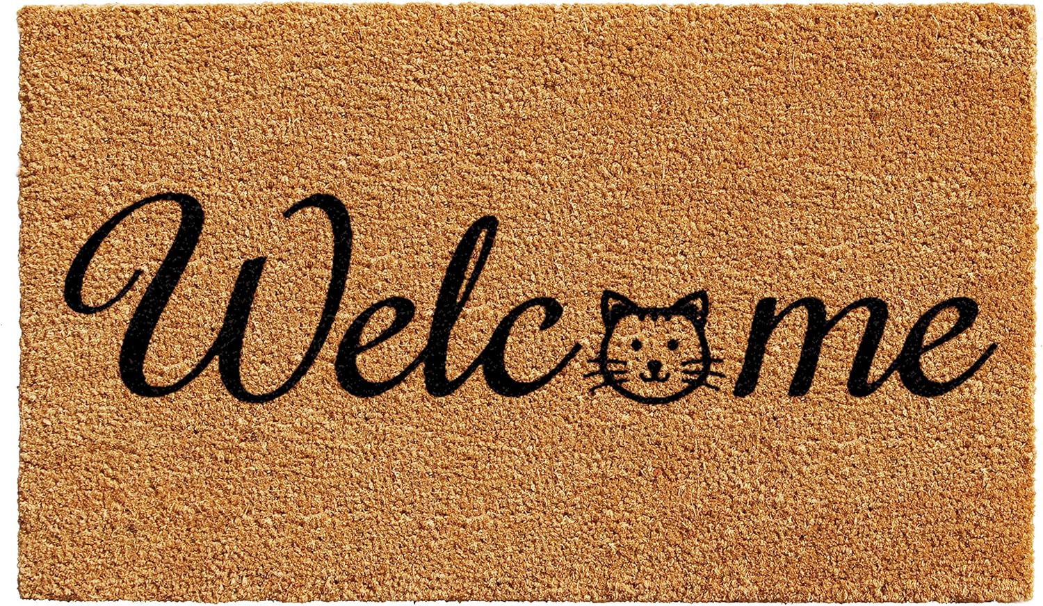 Calloway Mills 102481729 Kitty Welcome Doormat, 17" x 29", Natural/Black