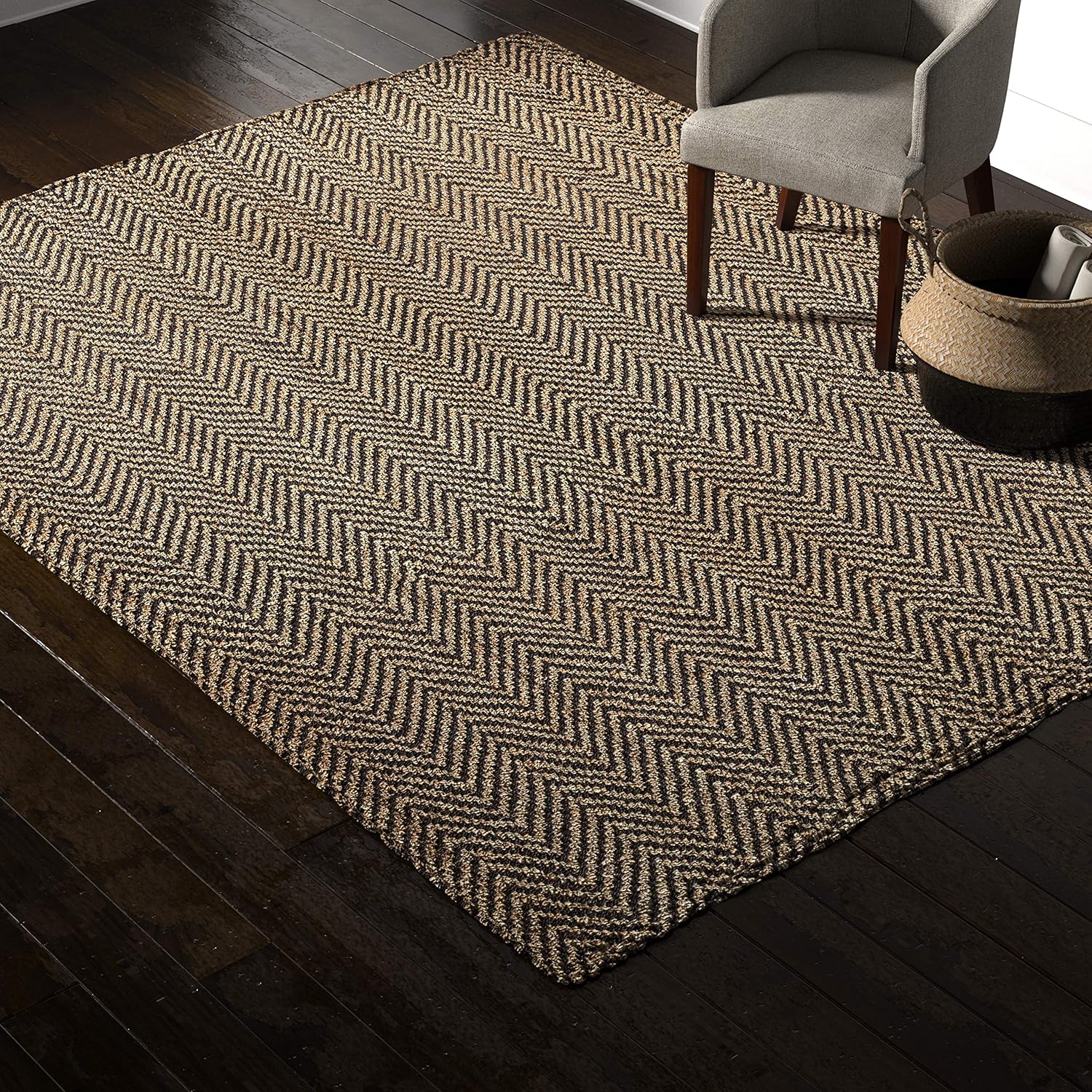 nuLOOM Vania Chevron Jute Area Rug, 8x10, Navy Home & Kitchen