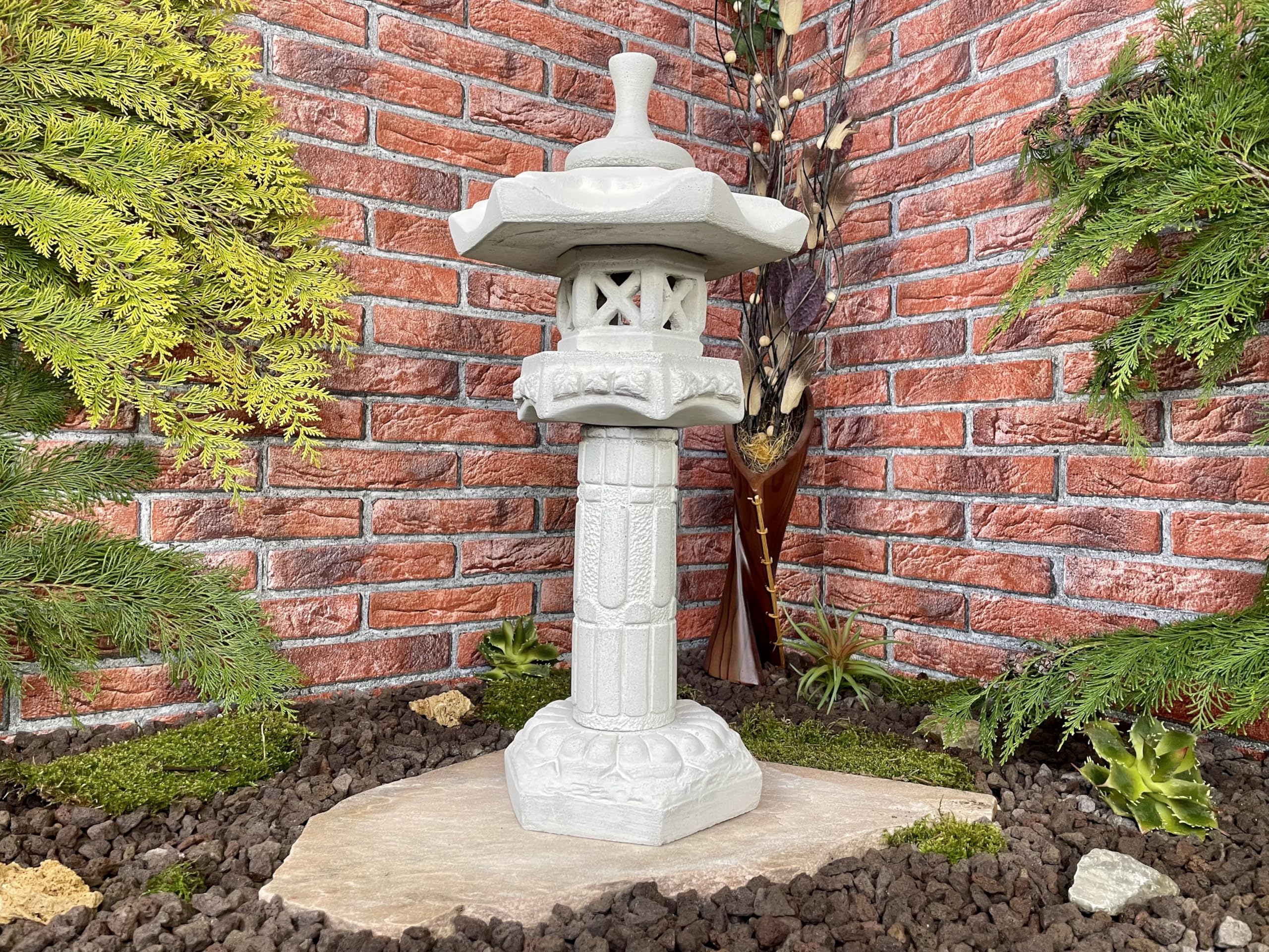 Steintempel im japanischen Stil 'Yukimi auf Säule A' - Handgefertigte Gartenfigur aus regionalem Steinguss - Zen - Dekoration für Garten & Terasse - wetterfest & langlebig