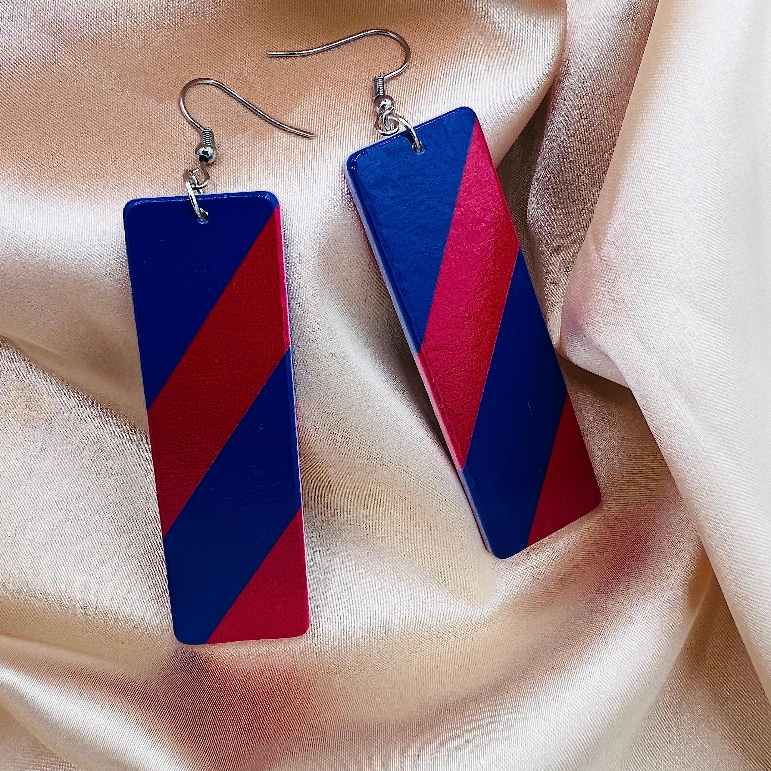 Athletic Earrings - Red & Blue Earrings for Women - College Spirit Jewelry (Blue & Red)