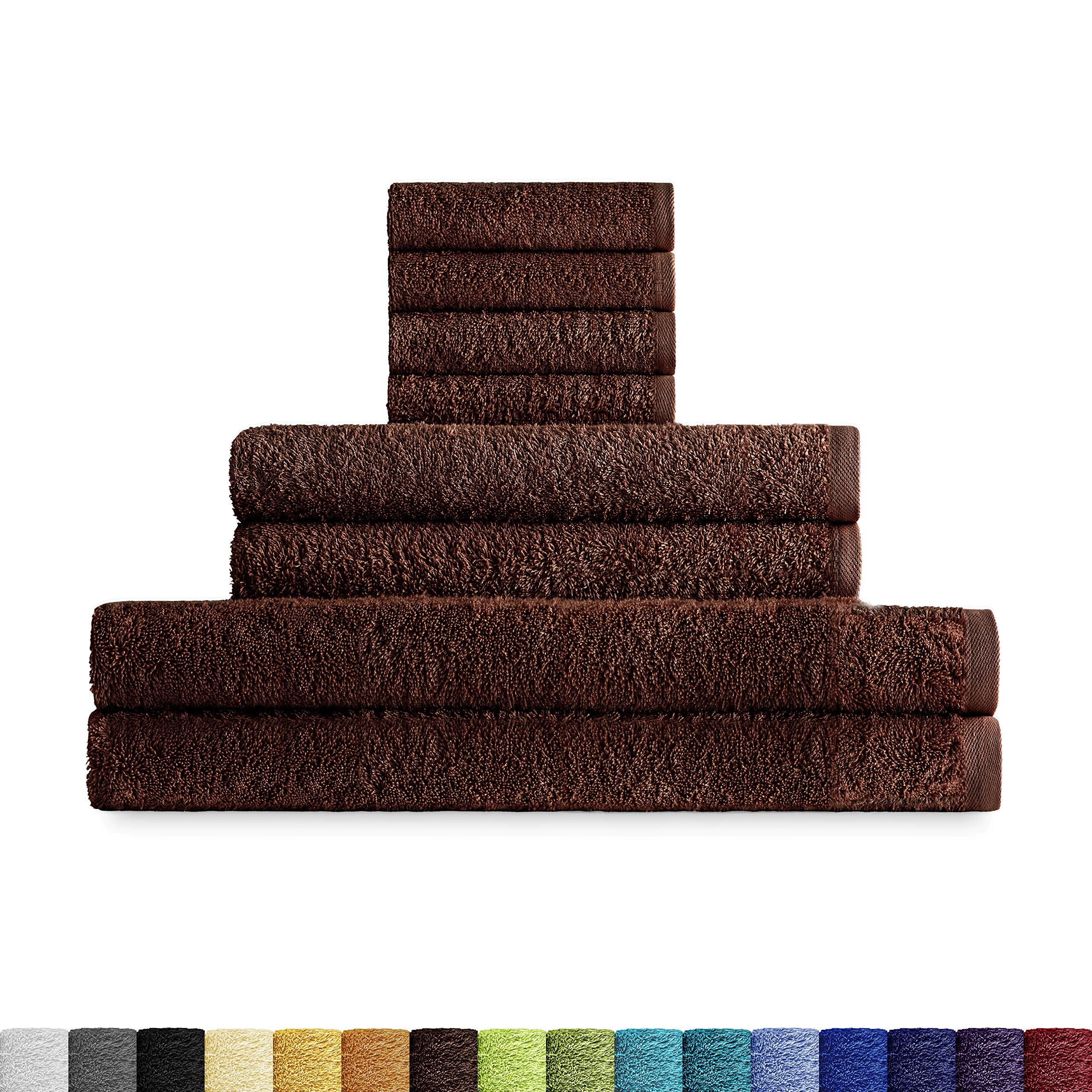 Eiffel Textile Terry Towel Set 400 g, 100% Egyptian Cotton, Brown, Vanity Sink and Sheet, 8 Units