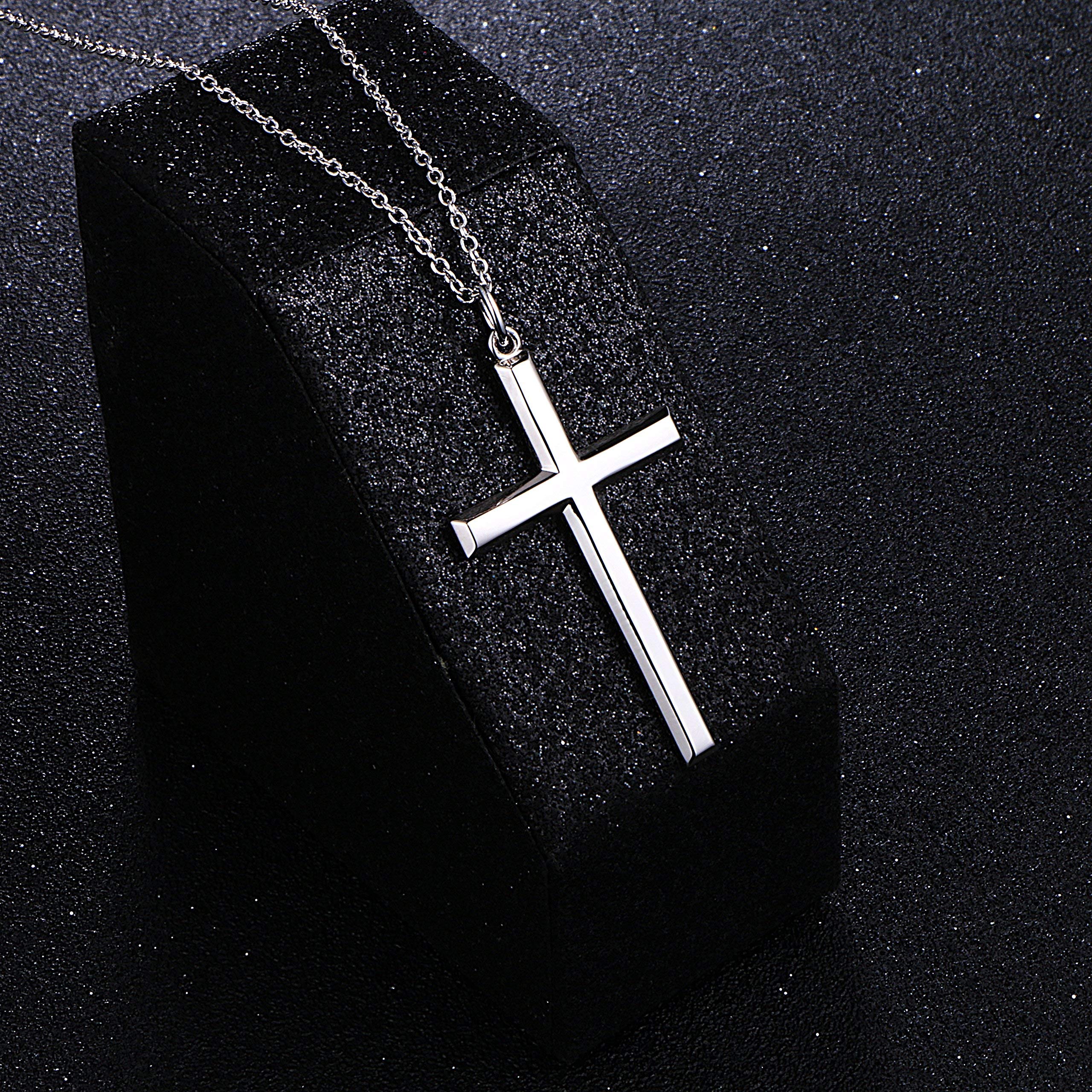 DAOCHONG Collier fête des pères pour homme en argent sterling 925 avec croix classique, chaîne-24