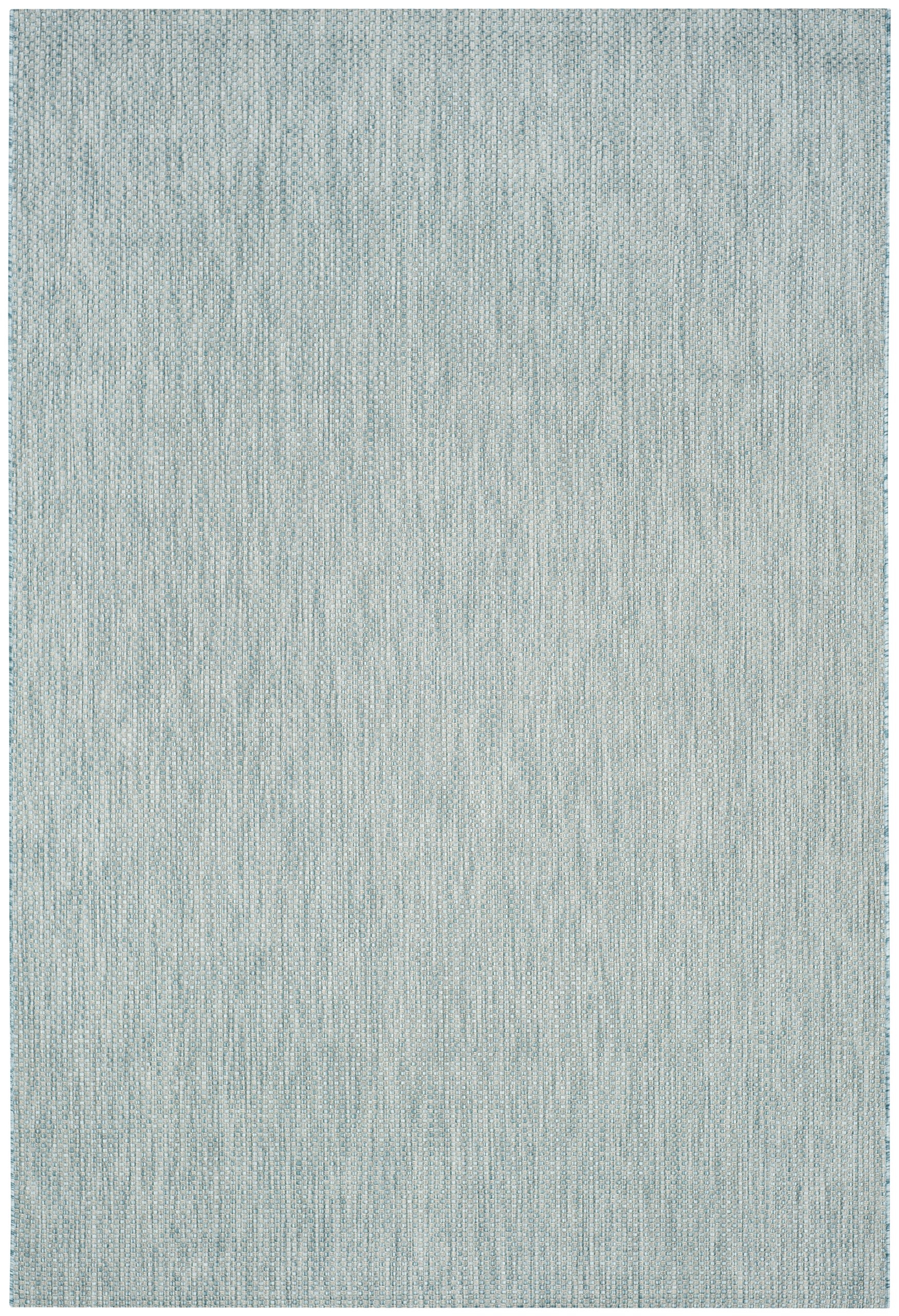 SAFAVIEH Washable Rug Outdoor Courtyard Collection - 6'7" x 9'6", Aqua Blue & Grey, Non-Shedding & Easy Cleaning, Ideal for Patio, Backyard, Mudroom (