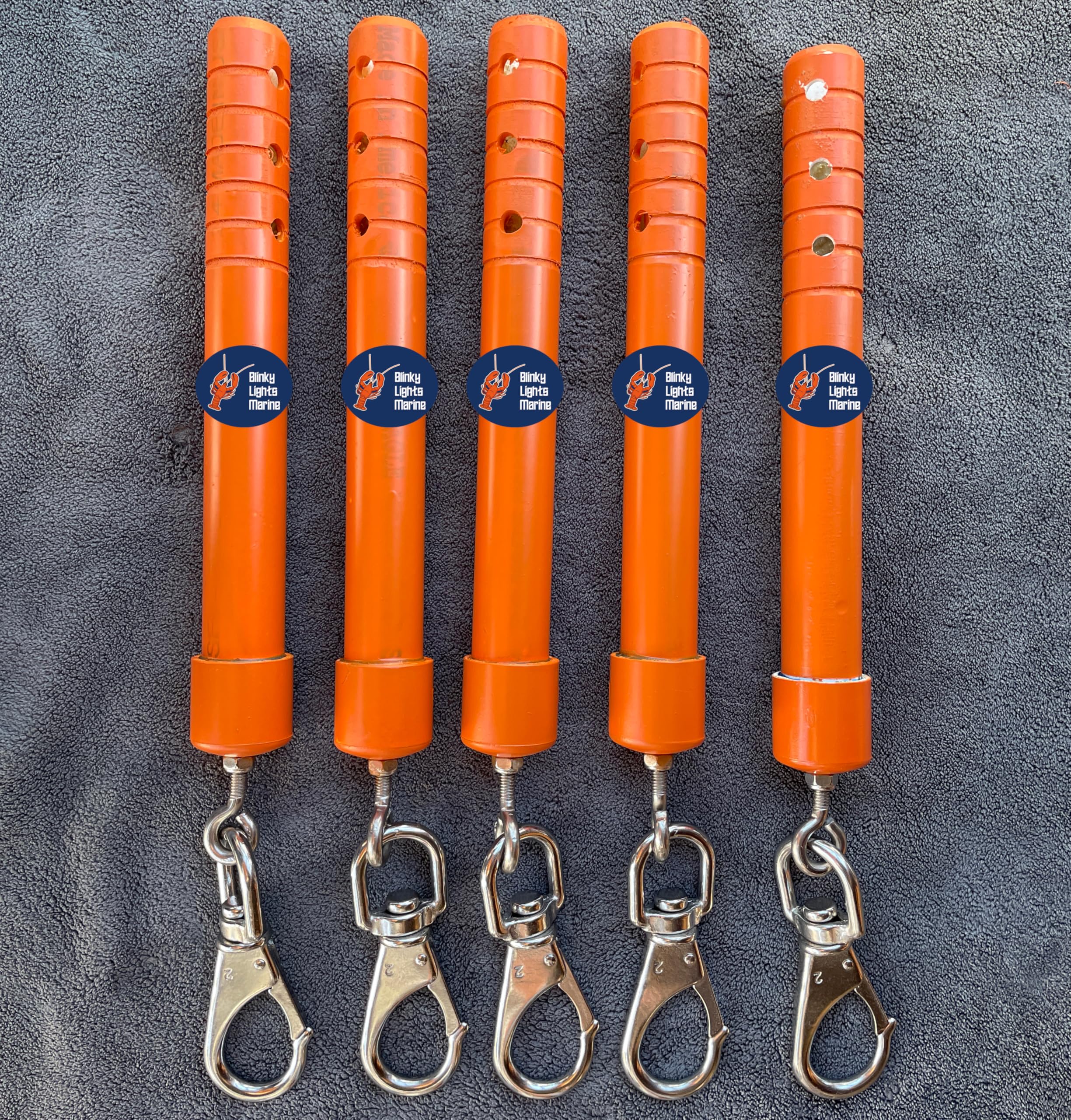 Blinky Lights Marine Lobster Crab Hoop Net Marker Buoy Float End Stick Orange, Pack of 5