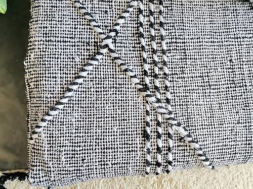 Miniatura 7 de FoamRush Cojín marroquí de 6 x 28 x 84 pulgadas, color negroblanco, con espuma viscoelástica de gel, sofá biplaza sin brazos, sofá de piso, sofá