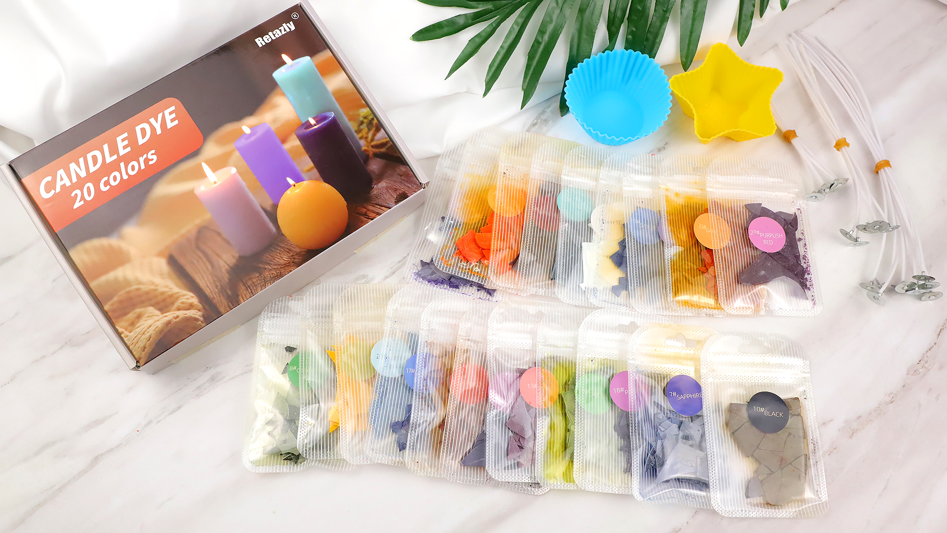 Kit Coloranti Per Candele Retazly - 20 Colori Con Stampi E Stoppini Per Creazioni Fai Da Te - Foto 9