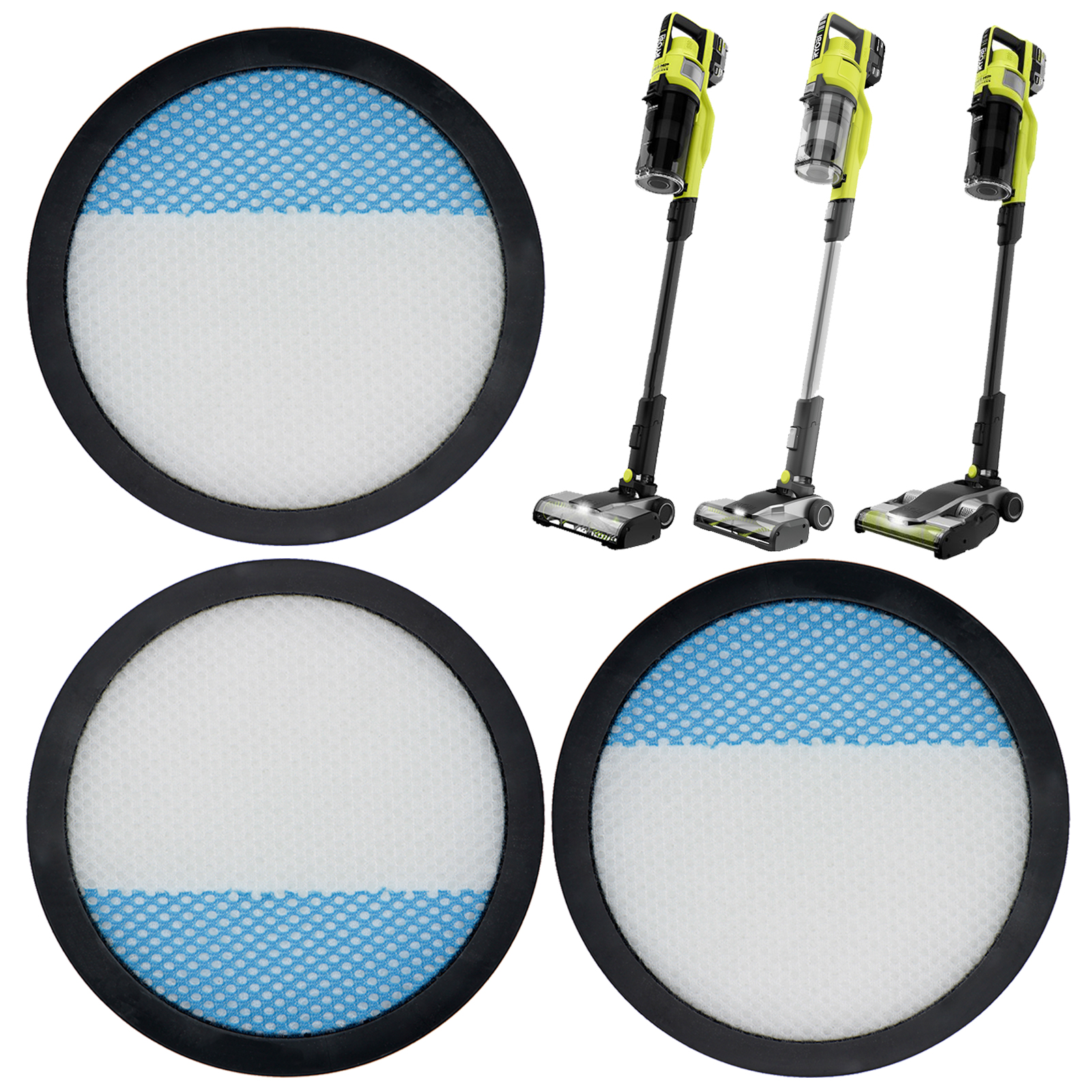 Lot De 4 Filtres De Rechange Compatibles Avec Aspirateurs Sans Fil Ryobi 18 V ONE+ PCL720, PBLSV716 Et PBLSV717, Comparé à La Pièce A32SV720N