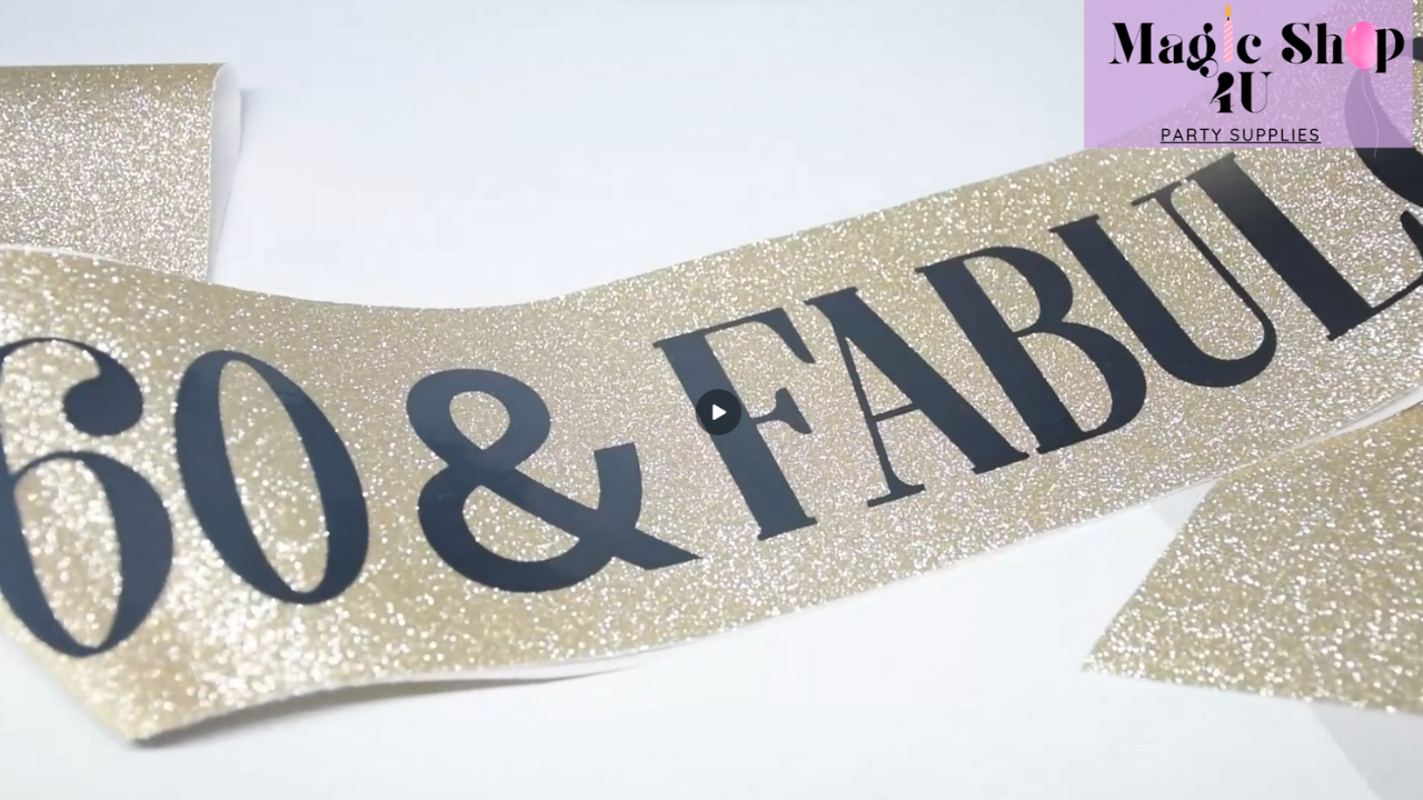6542 60th Birthday Sash- Gold Sparkle & Real Crystal Rhinestone 60 Casoty Gold 60th Birthday Sash and Tiara for Women 60th  main image 3
