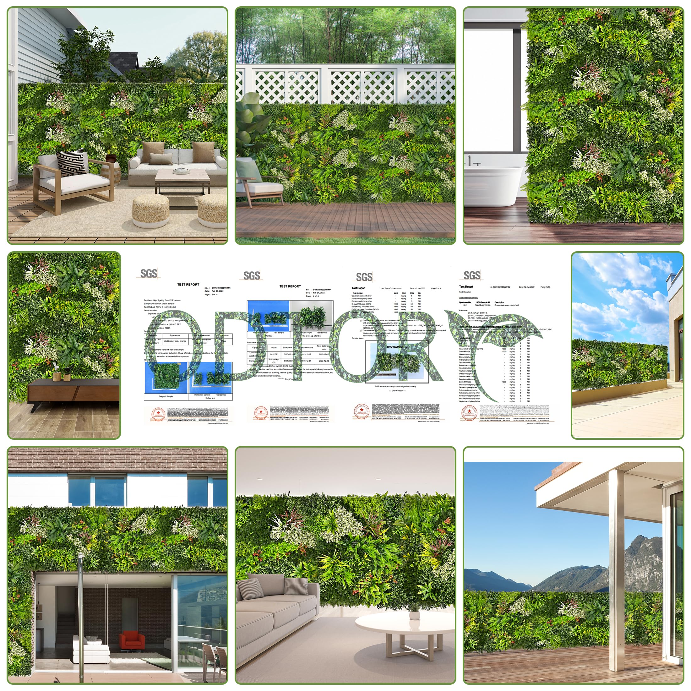 ODTORY Artificial 3D Plant Wall Panels: UV-Anti Faux Grass Wall Backdrop Boxwood Ivy Fence Privacy Screen Fake Greenery Leaf Hedge for Outdoor,Indoor,Garden,Backyard and Home Decor ()
