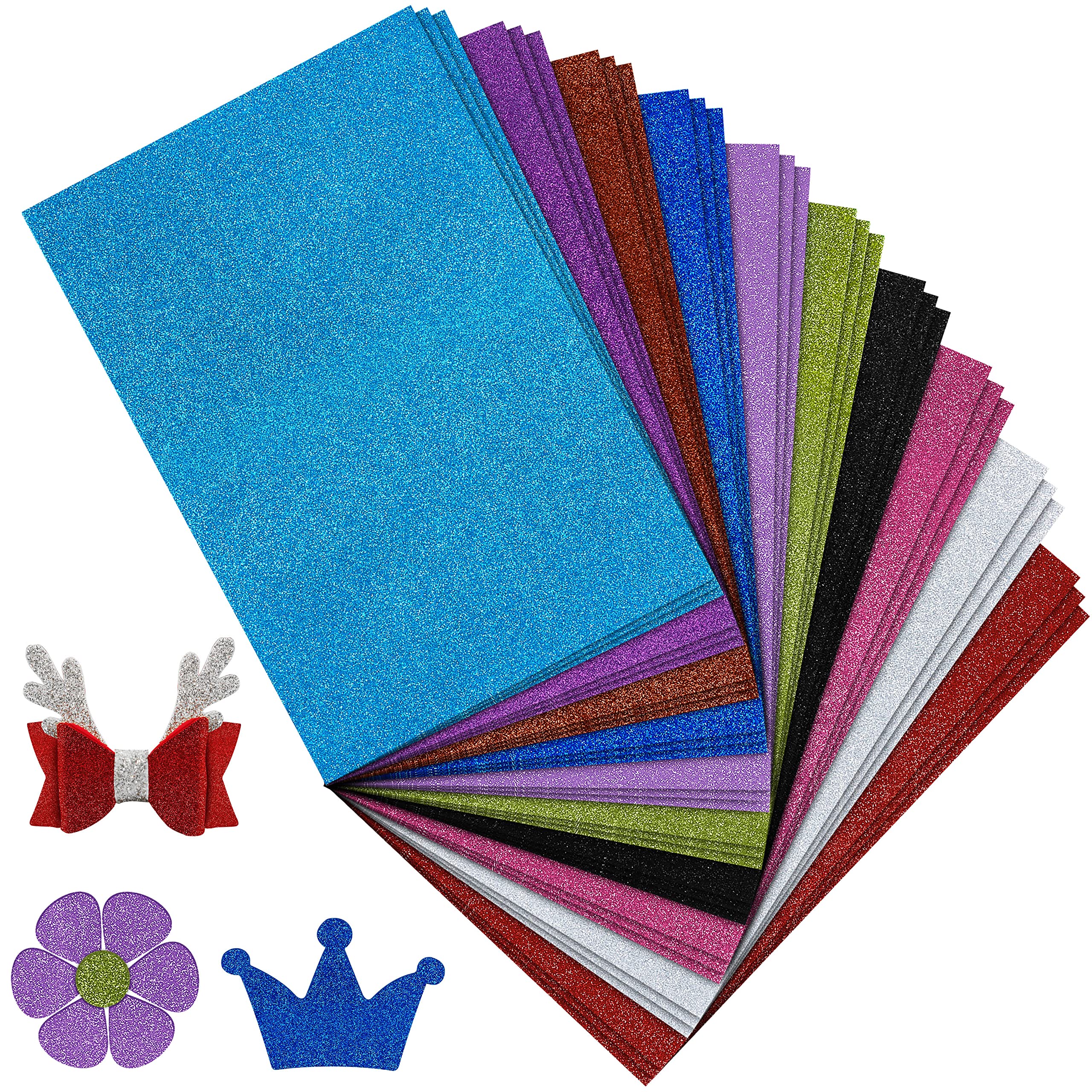 Lot De 30 Feuilles De Mousse Pailletée Zuxbolf - 15 Couleurs, Format A4 (29x21 Cm), 2mm - Pour Bricolage Et Déco