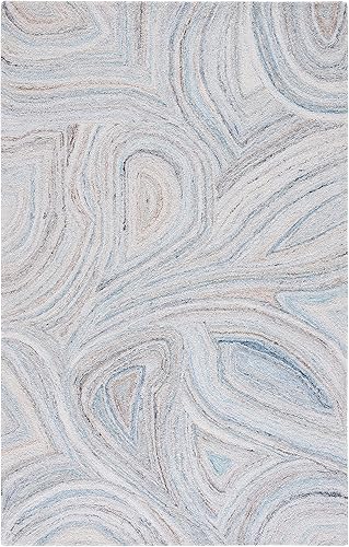 Miniatura 9 de Safavieh Abstract Collection ABT147M - Alfombra de pasillo hecha a mano de 2 pies 3 pulgadas x 8 pies color beige y azul