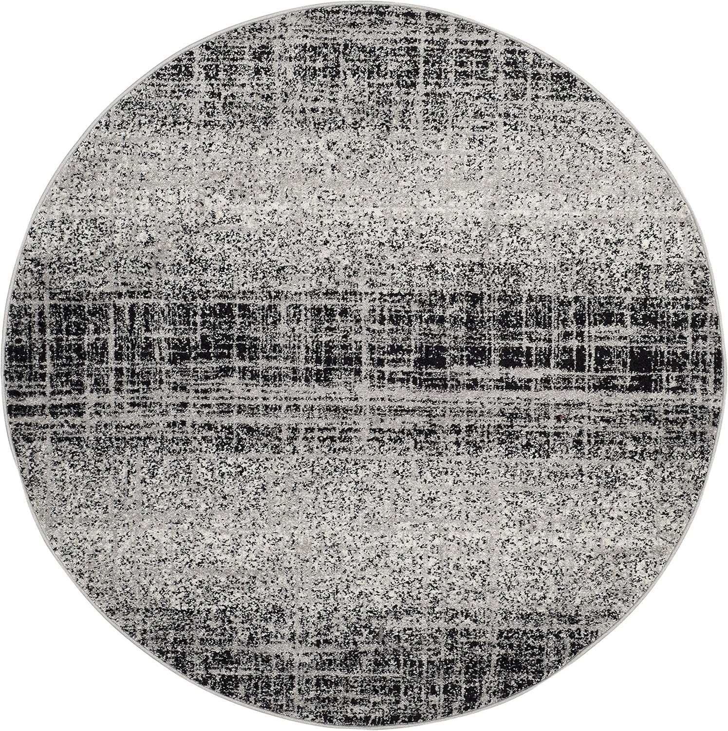 SAFAVIEH Adirondack Collection 4' Round Silver / Black ADR116A Modern Abstract Non-Shedding Dining Room Entryway Foyer Living Room Bedroom Area Rug