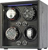 Vista 2 de Oryx Watch Winder for 4 Automatic Watches, Rotating Watch Box 5 Rotation Modes Setting Case with LED Light, USB Powered Super Quiet Mabuchi Motor