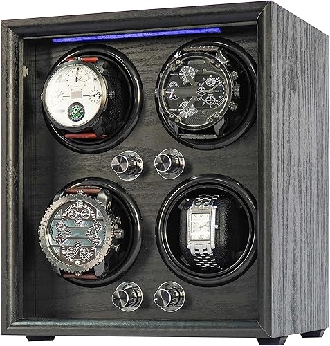 Miniatura 2 de Oryx Watch Winder for 4 Automatic Watches, Rotating Watch Box 5 Rotation Modes Setting Case with LED Light, USB Powered Super Quiet Mabuchi Motor