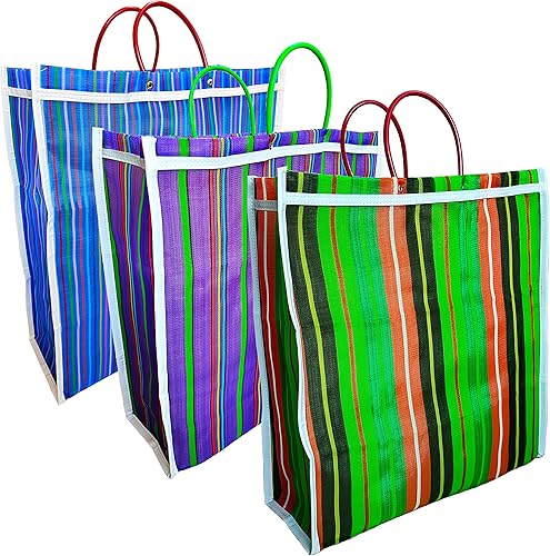 Miniatura 1 de Paquete de 3 bolsas grandes mexicanas con refuerzo completo mexicano bolsas de malla para el mercado en varios colores bolsas de compras mexicanas