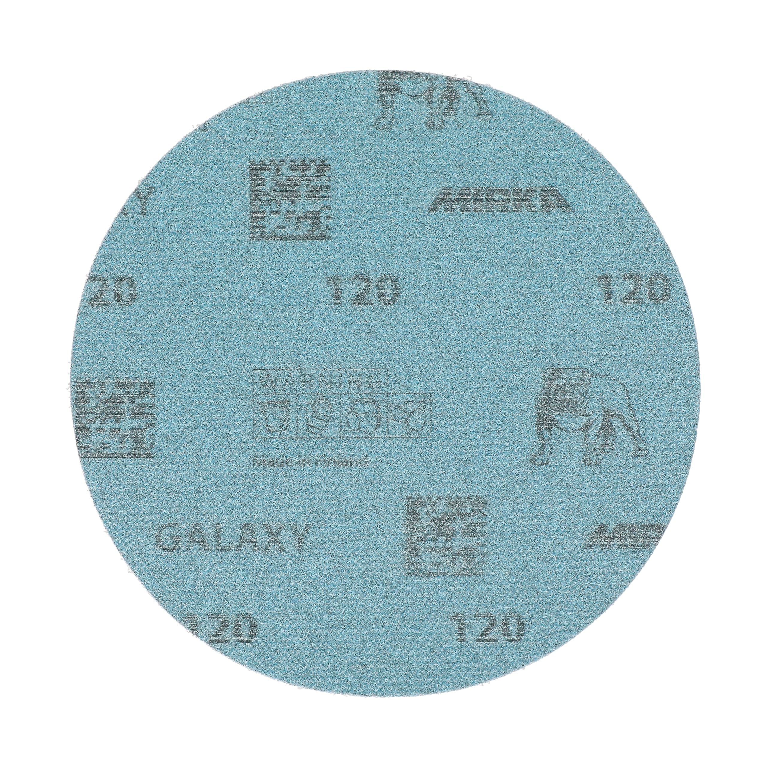 Mirka GalaxySandpaper - Papel de lija de 5 pulgadas (125 mm), grano 120, 50 discos/paquete, gancho y bucle, abrasivo de alta calidad para resina epoxi, madera, metal, sin obstrucciones, tecnología de