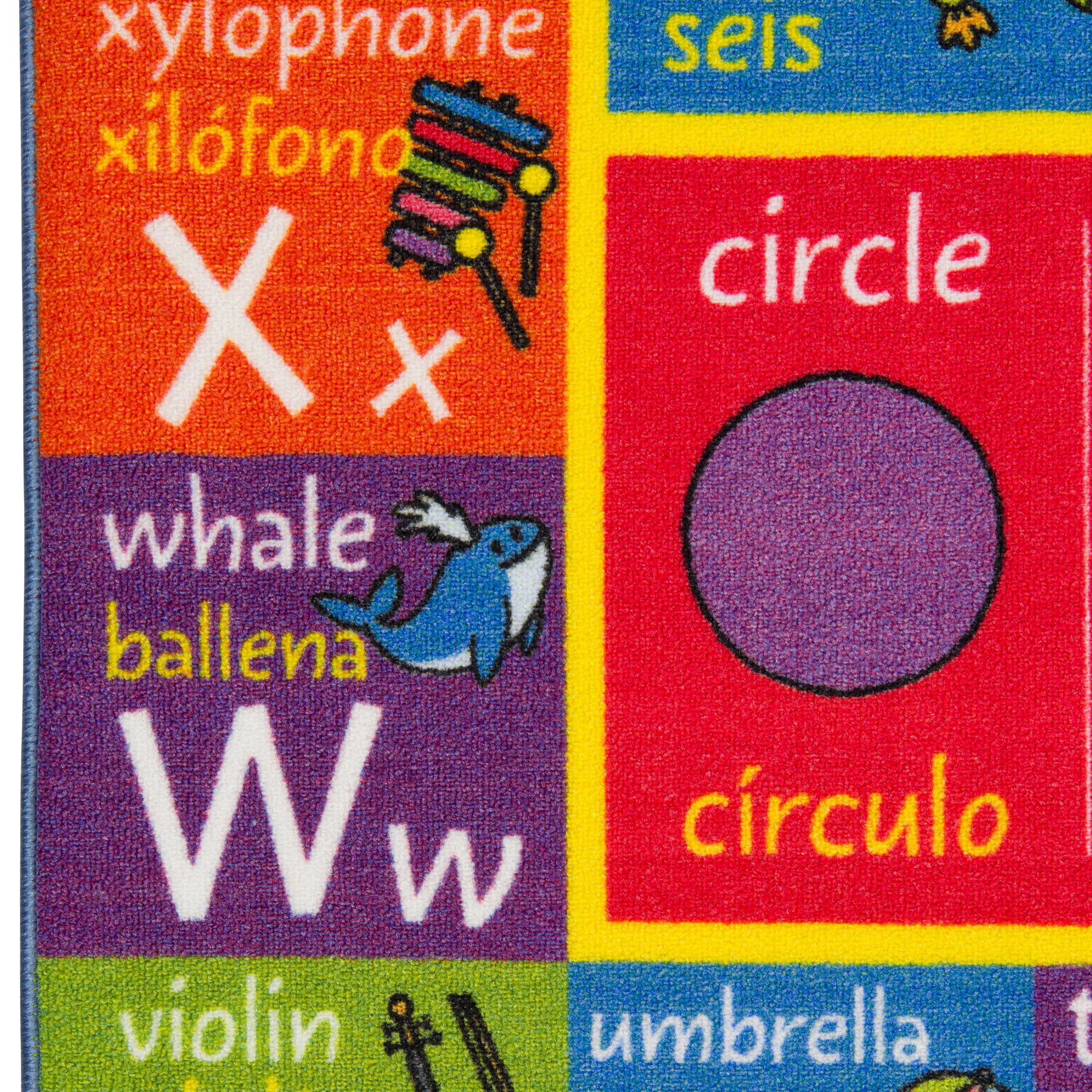 KC Cubs ABC Alphabet, Numbers, Shapes + Spanish Translations Educational  Learning Game Play Boy & Girl Kids Area Rug Carpet for Children Bedroom,  Toddler Classroom, & Baby Playroom Floor Activity Mat :