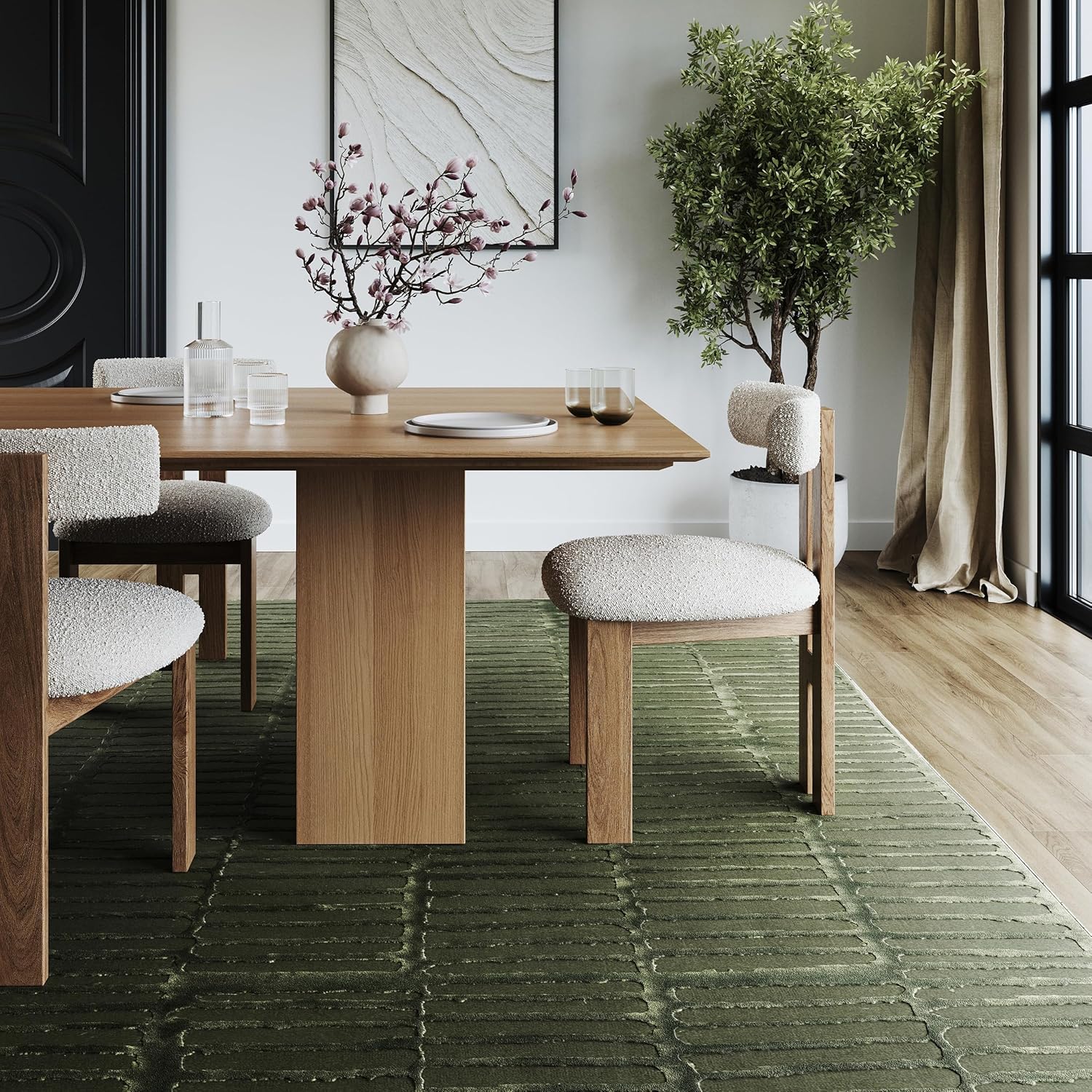 Nuloom Kailani Green, 3' x 5', Geometric, Soft and Cozy, High Traffic, Stain Resistant, Easy Clean, Durable Washable Area Rug for Bedroom, Living Room, Dining Space, Den, Foyer, Entryway