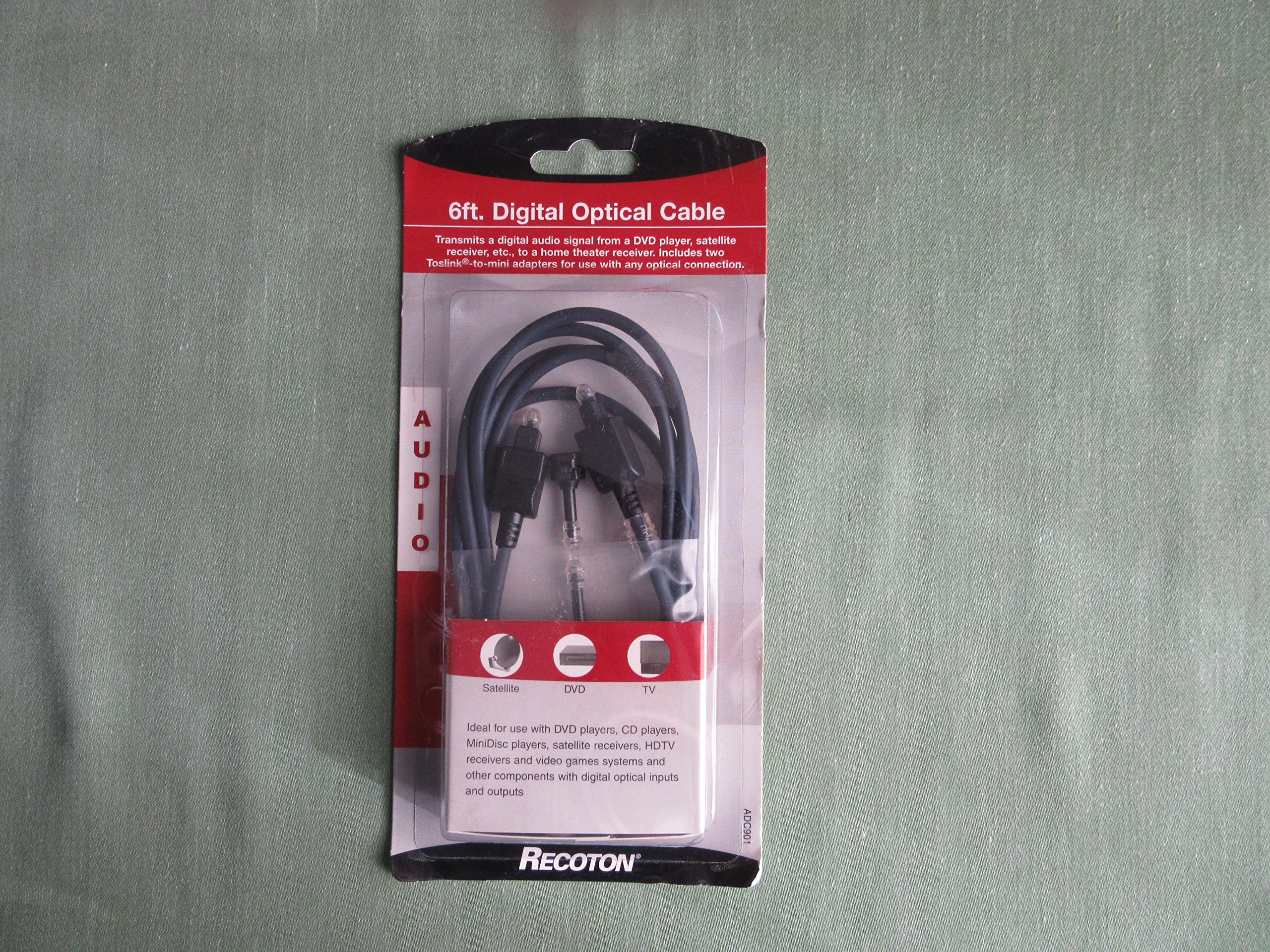 RecotonADC901 Audio Digital Optical Cable, Toslink to Toslink, (6 feet)