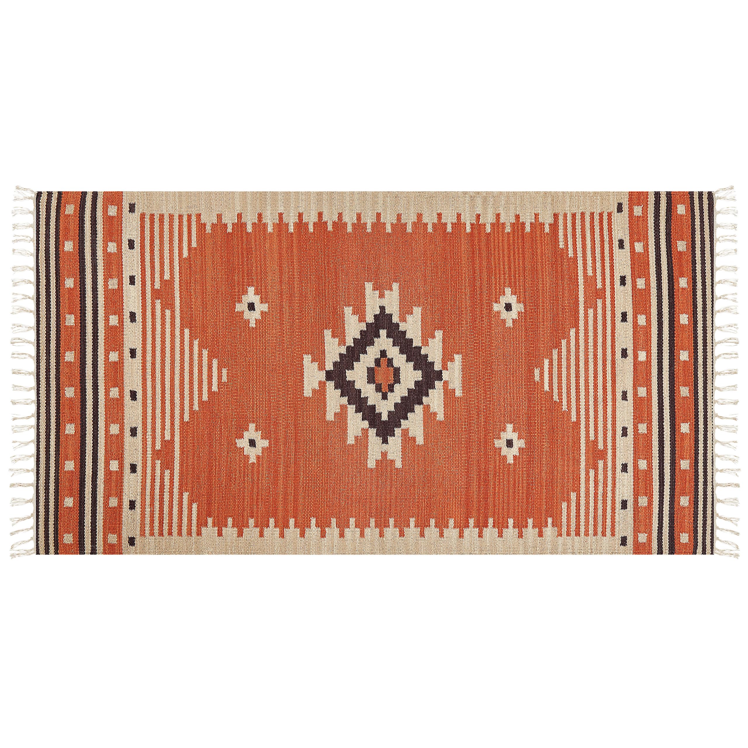 Tapis Kilim avec Motif Géométrique 80 x 150 cm en Coton Multicolore Gavar