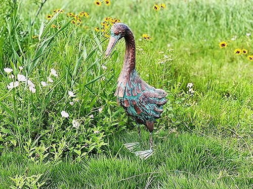 Miniatura 6 de John's Studio Estatua de jardín para exteriores, escultura de metal de pato para césped, granja y patio, 25 pulgadas