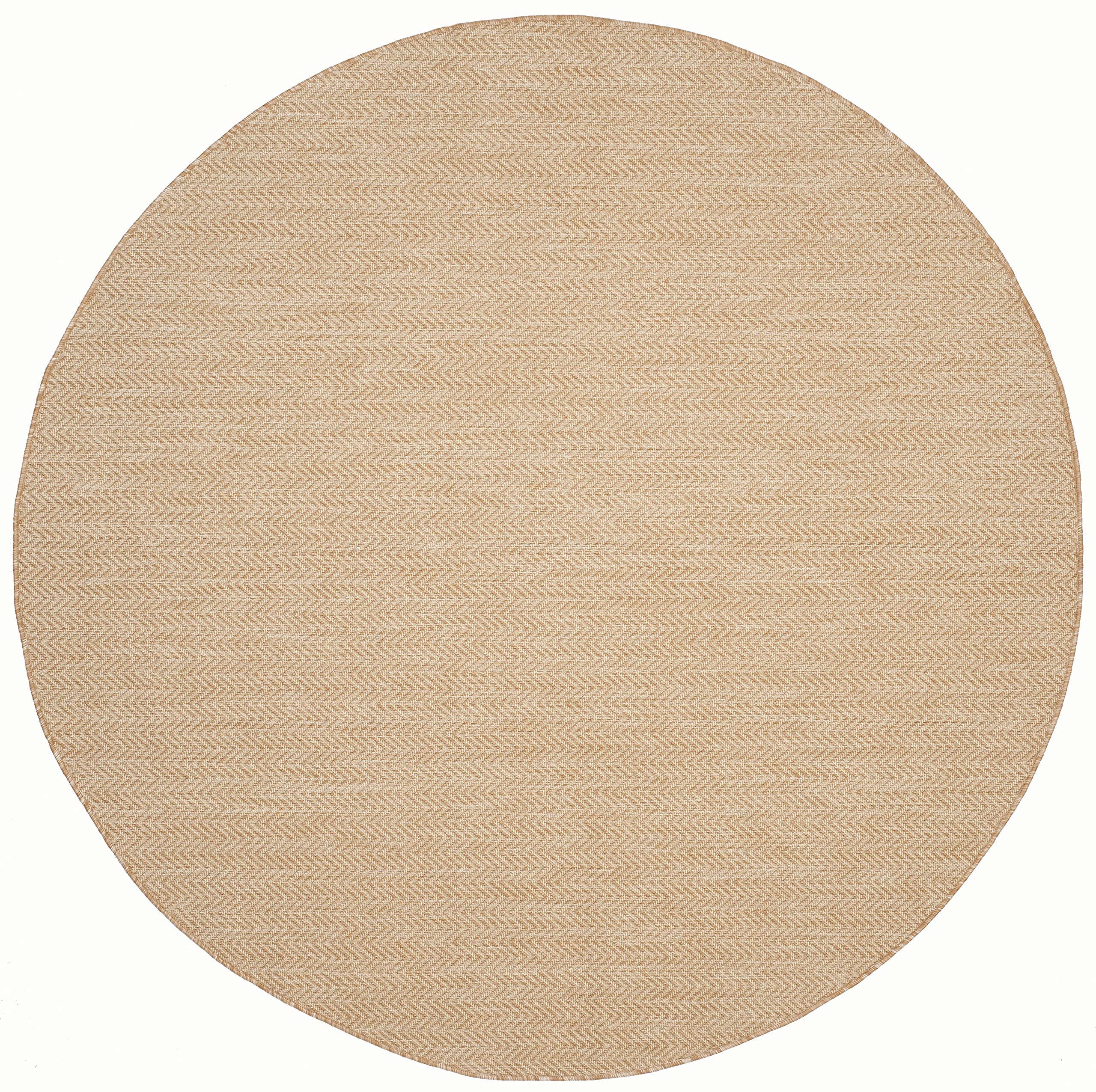 SAFAVIEH Courtyard Collection 9' Round Natural / Cream CY8022 Indoor-Outdoor Waterproof Easy-Cleaning Patio Backyard Mudroom Area-Rug