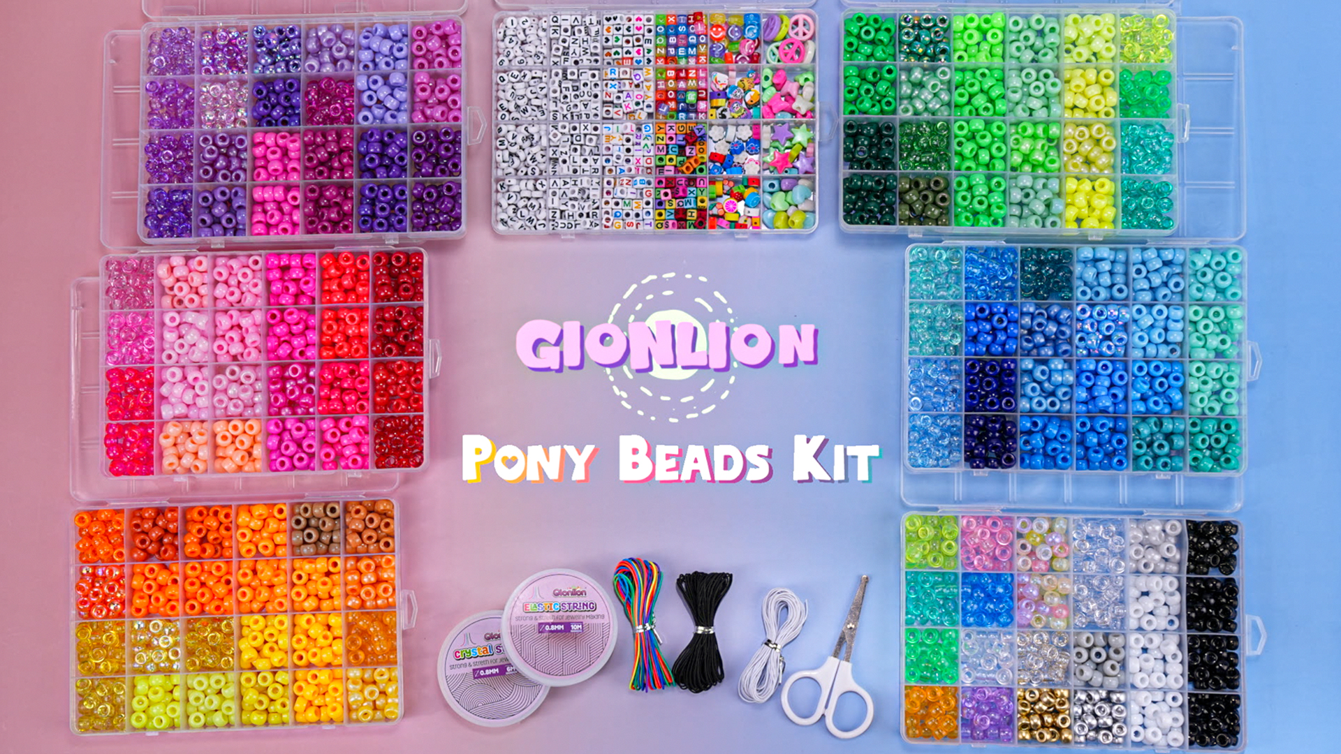 Amazon.com: Gionlion 7 Boxes Pony Beads Bracelet Making Kit, 144