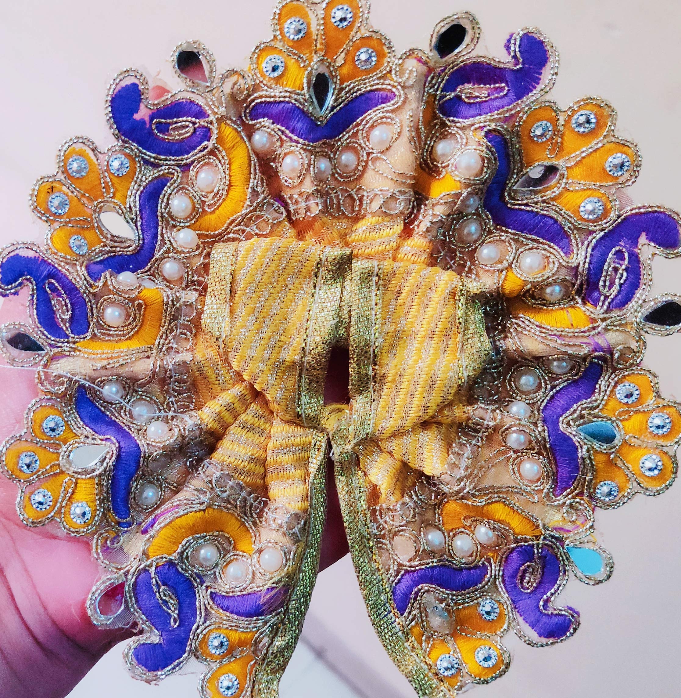 Brij Sugandha Lahariya Style Poshak for Size 2 Laddu Gopal Heavy Embroidery Silk Dress by The Kanha Store (Yellow)