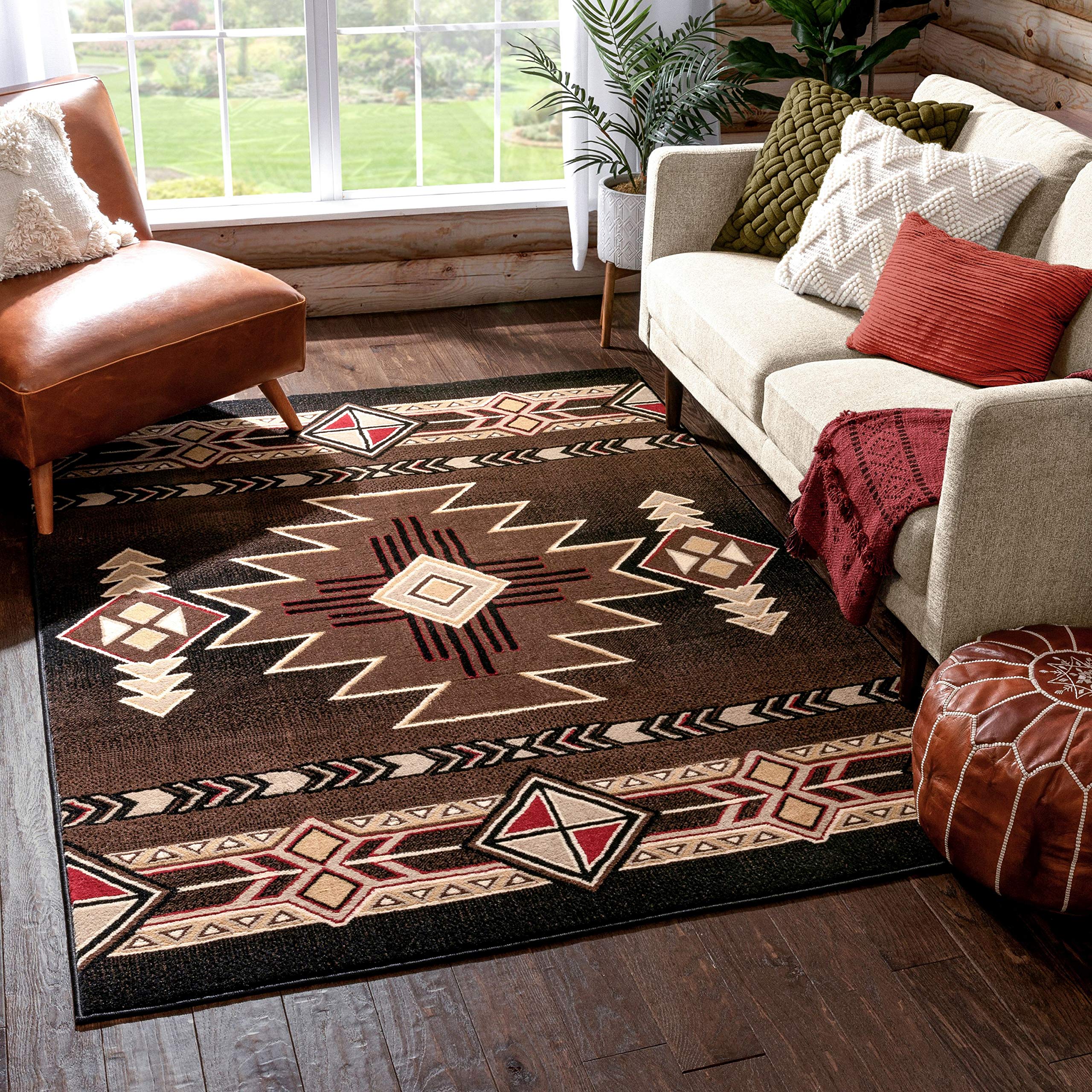 Well Woven Persa Dakota Tribal Aztec Southwestern Brown 7'10" X 9'10" Area Rug