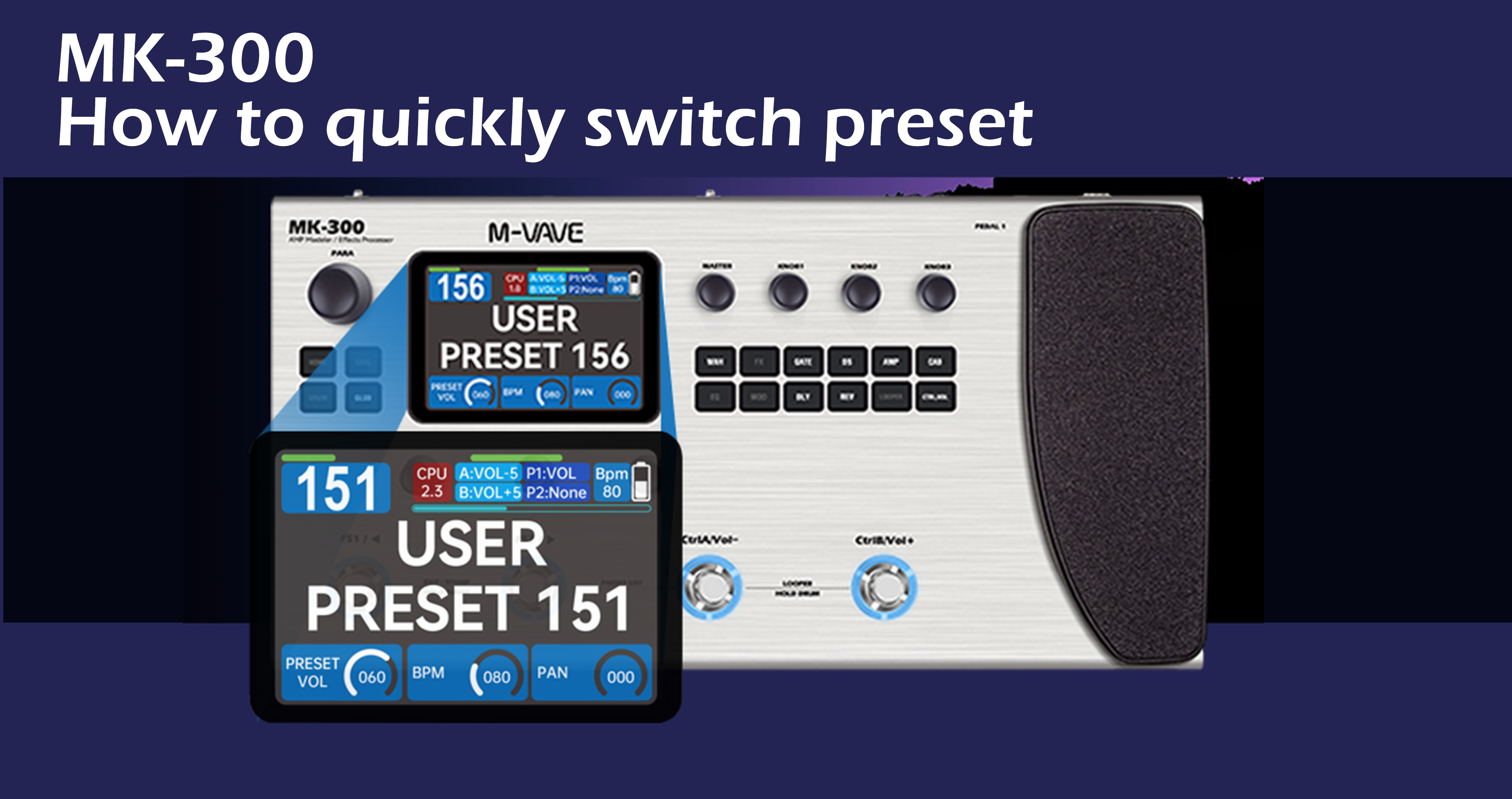 M-VAVE MK-300 Guitar Bass AMP Modeler & Effects Processor with 320