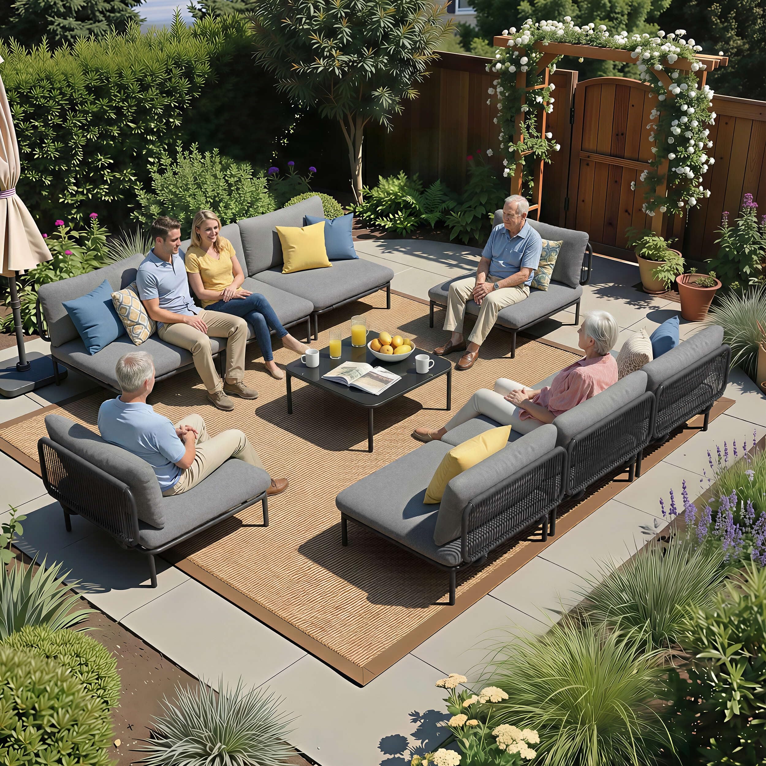 Outdoor Patio Furniture Set with Table, 8 Seater Patio Conversation Set