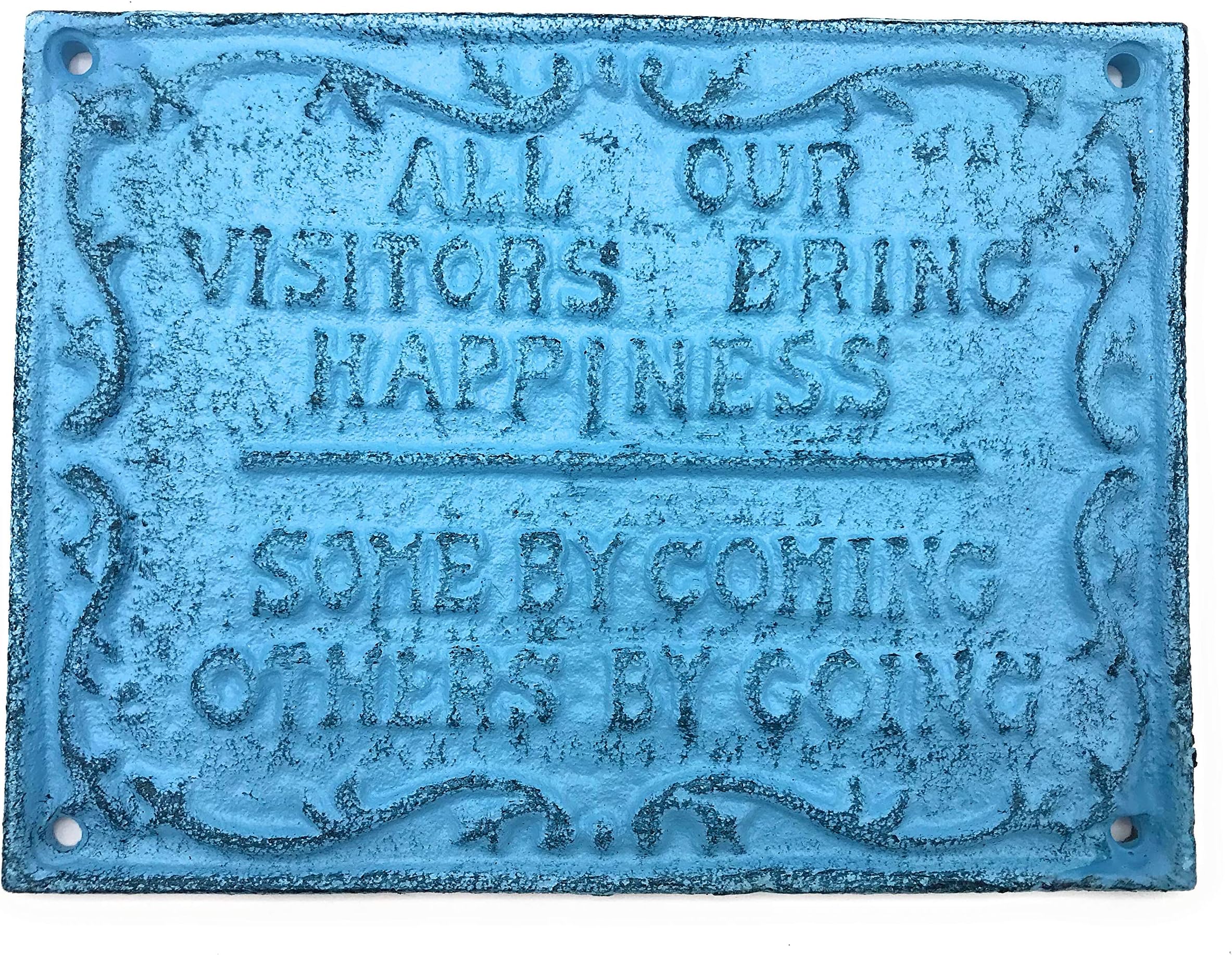 Funny Guest Room Sign - Farmhouse Entryway Decor - Rustic Welcome Wall Art - Sea Foam Blue Country Chic Wall Plaque