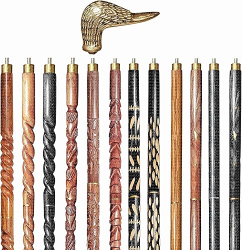 A.A.Nauticals - Bastón de madera para hombres y mujeres, mango de pato, vintage, hecho a mano, personalizado y plegable (diseño de 12 bastones,