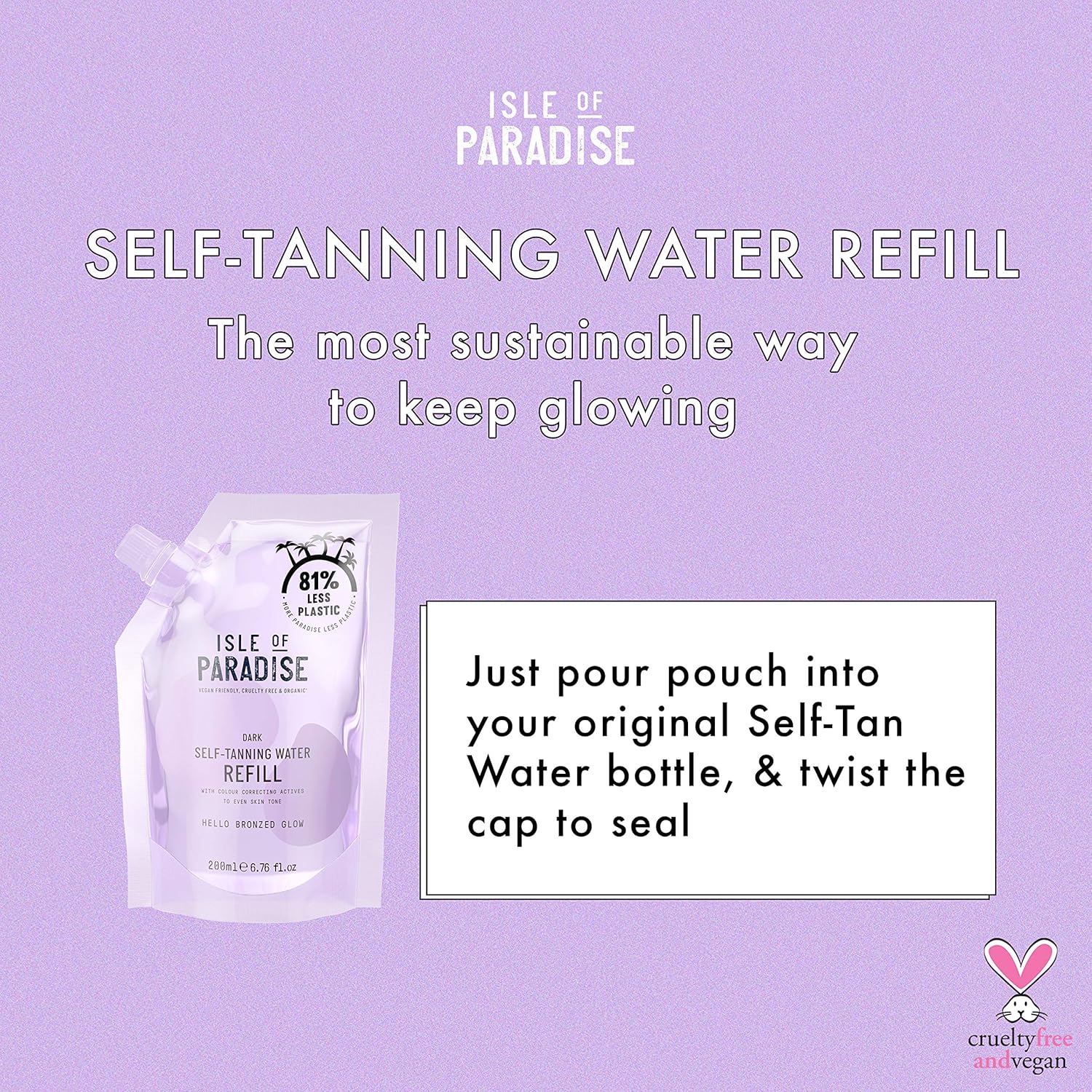 Isle of Paradise Fake Tan Water Refill, Violet (200 ml) Hydrating Self