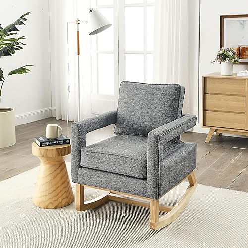 Mecedora decorativa, diseño hueco tapizado para guardería, cómodo sillón con cojín extraíble, moderno sillón para sala de estar, dormitorio (gris)